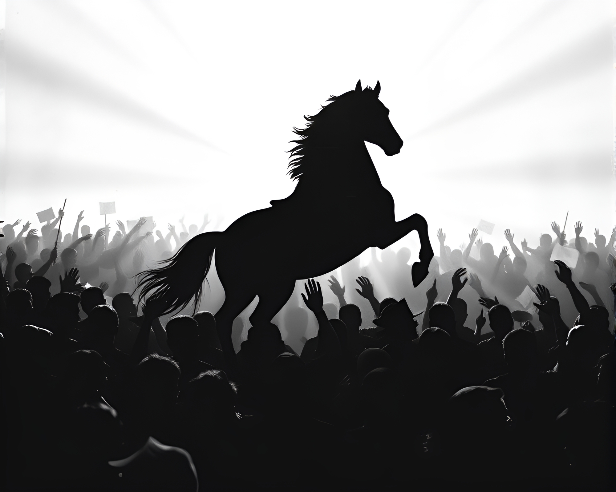 Captivating Wild Stallion Silhouette in God Rays – free AI stock image