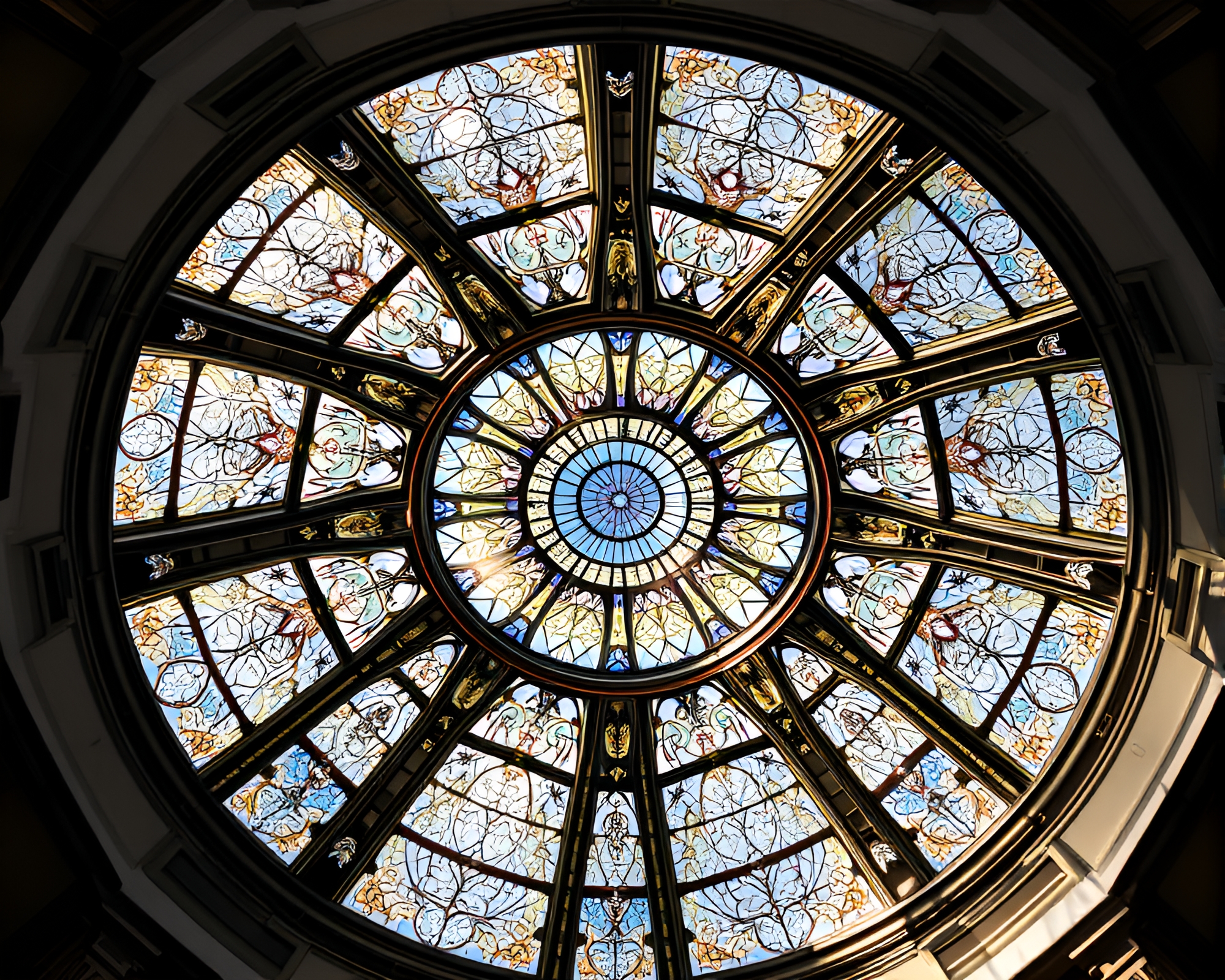 Gorgeous Stained Glass Dome Architectural Rendering – free AI stock image