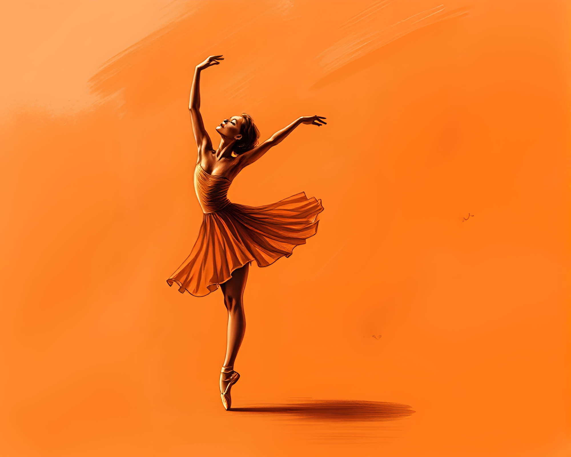 Ballet Dancer in Burnt Orange Line Art Illustration – free AI stock image