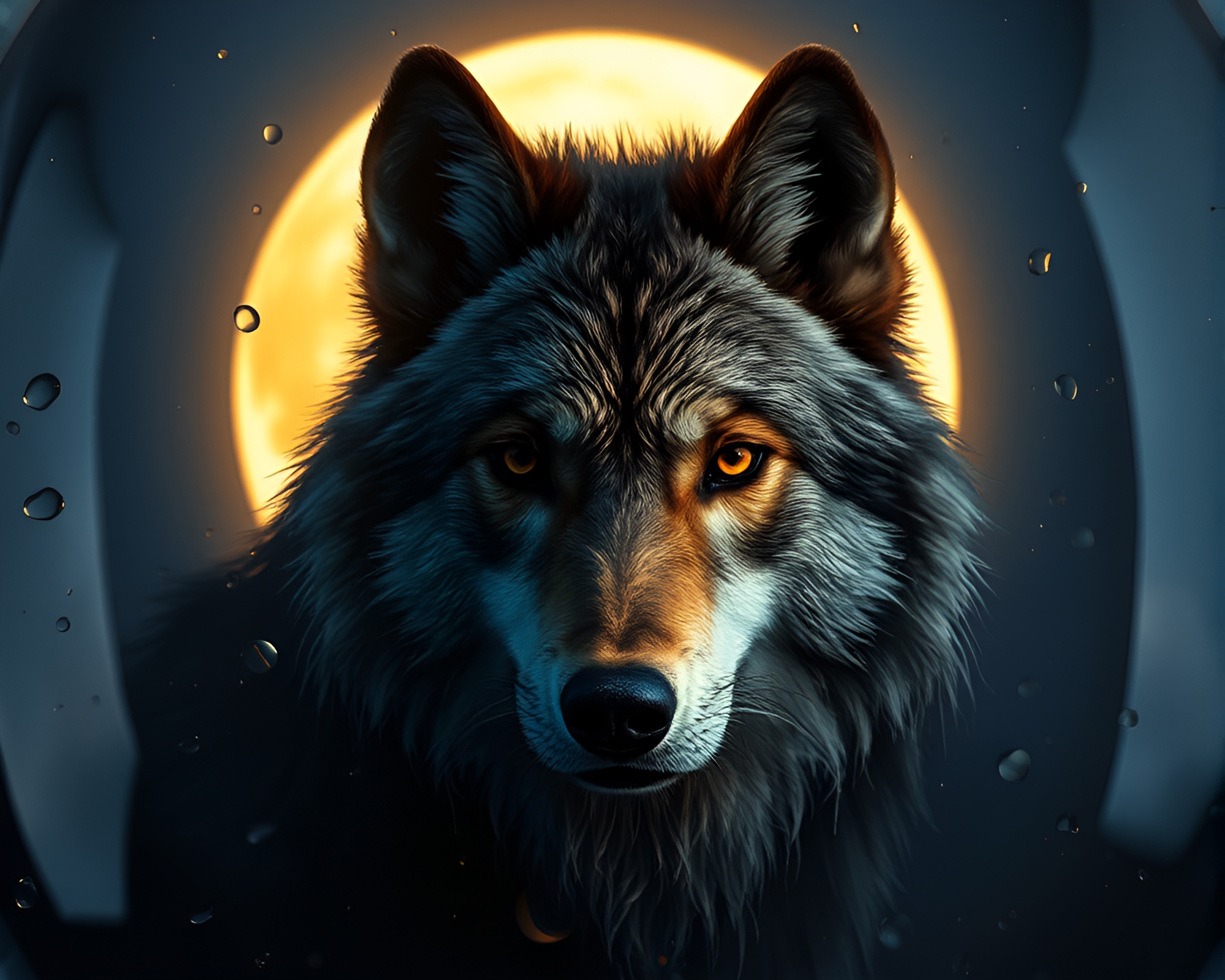 Moonlit Wolf in Glass Distortion with Rim Lighting – free AI stock image