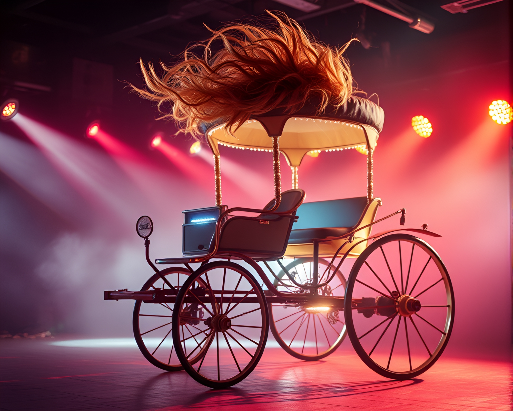 Club Chariot: Hair Simulation Studio Shot – free AI stock image