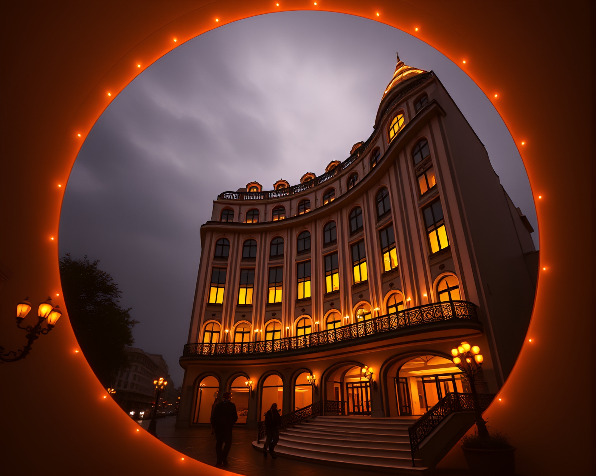 Fibonacci Spiral at Art Deco Opera-House Glow Hotel – free AI stock image