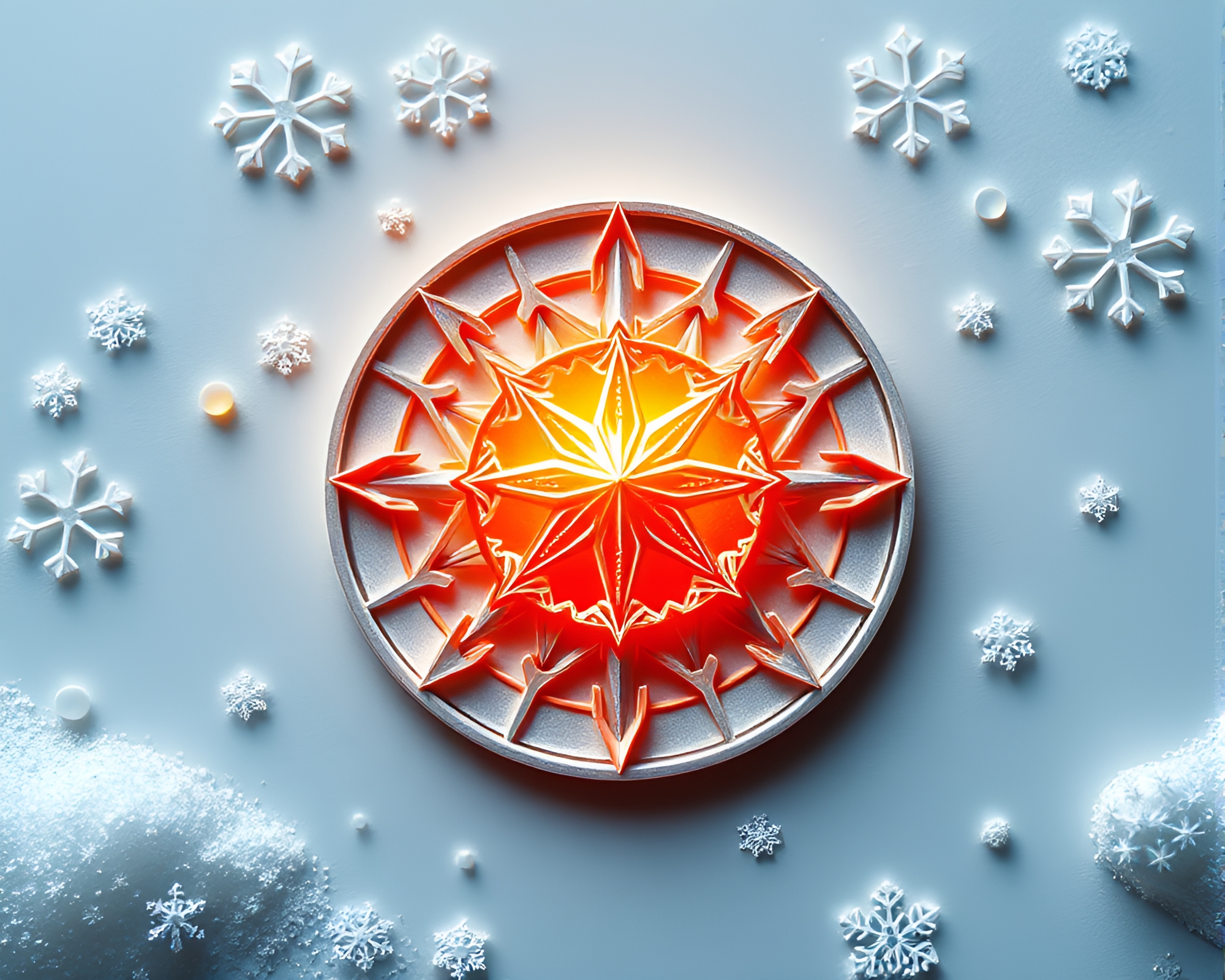 Whimsical Origami Snowflake Pocket Sundial – free AI stock image