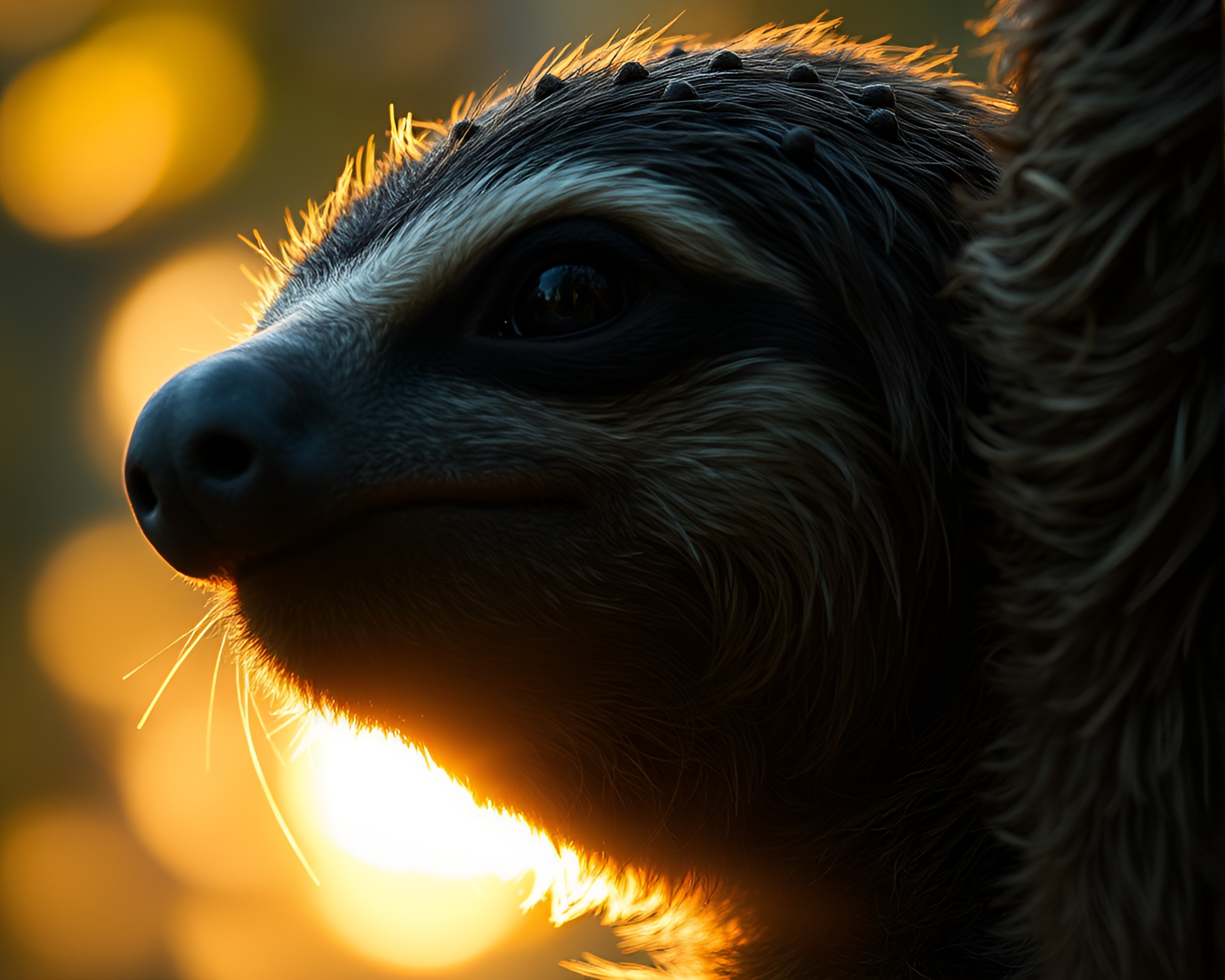 Morning Sloth in Pointillism Detail – free AI stock image