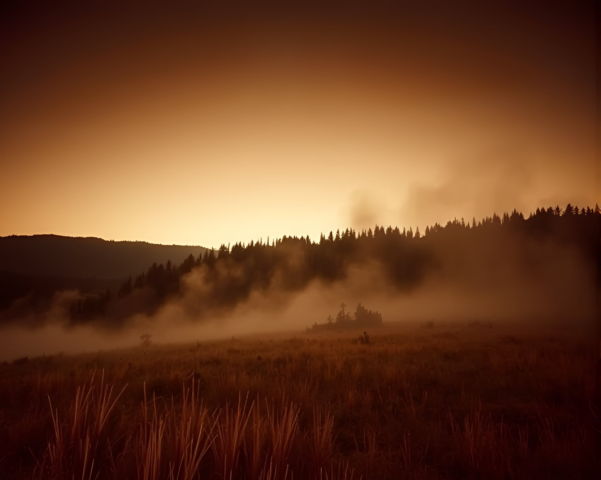Mystical Dawn in Sepia: Geyser Light Trails – free AI stock image