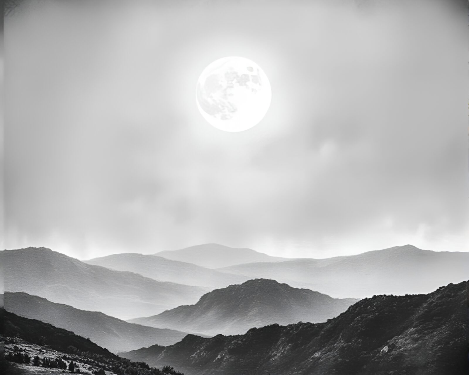 A haunting banshee figure in a moonlit etched landscape