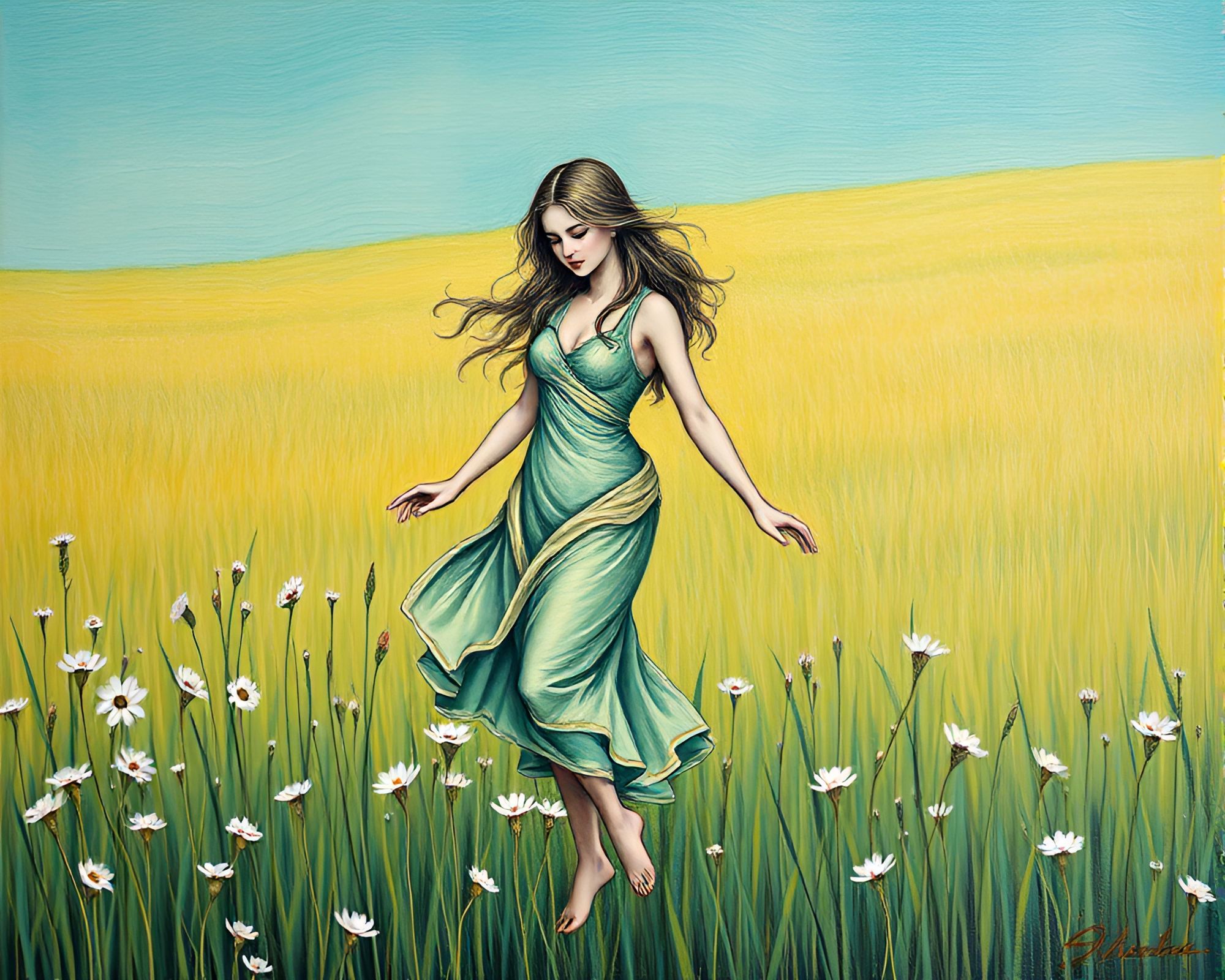 Enchanted Nymph in Turquoise Oasis – free AI stock image