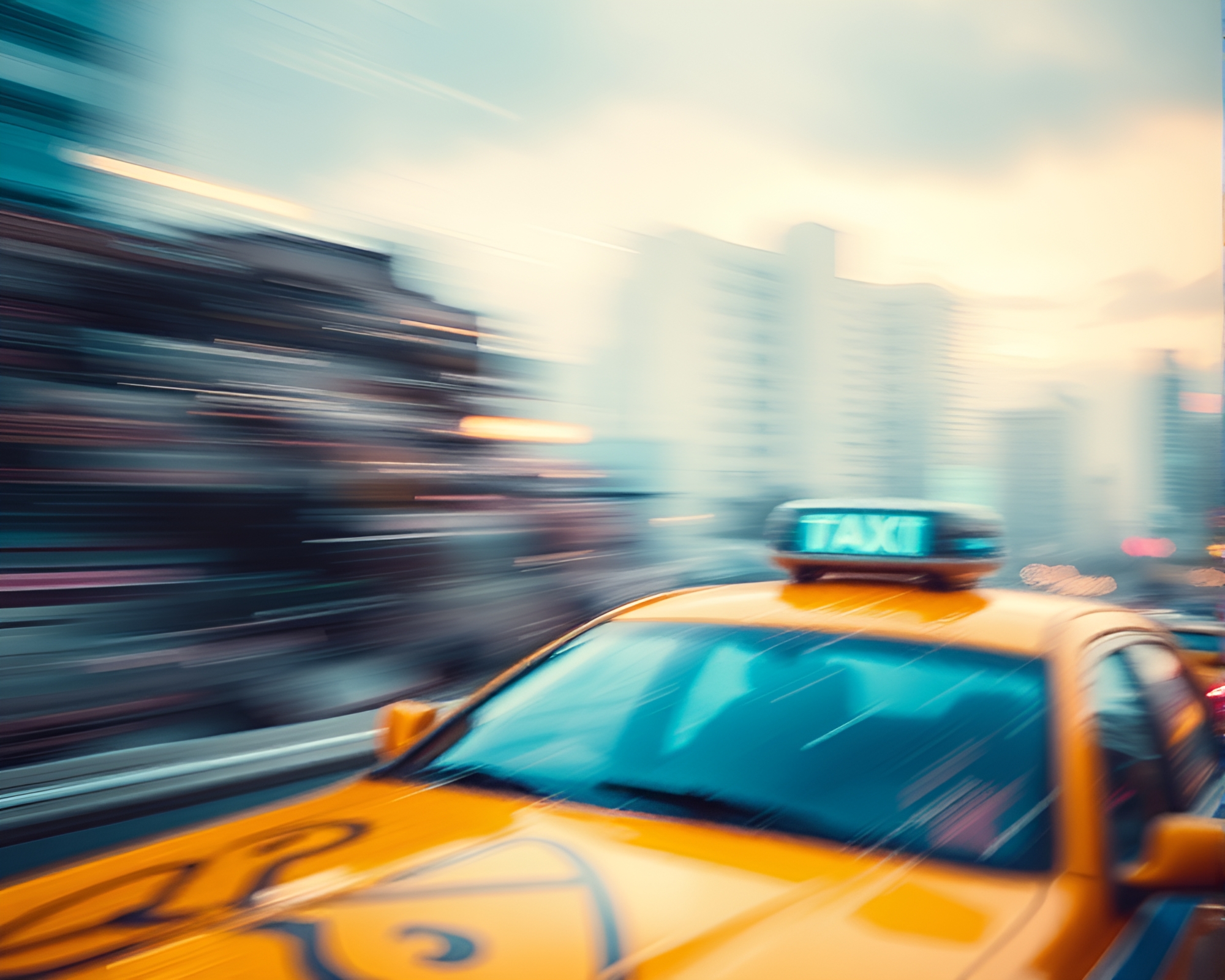 Taxi Streaks Through Pastel Graffiti Reef with Particle Simulation – free AI stock image