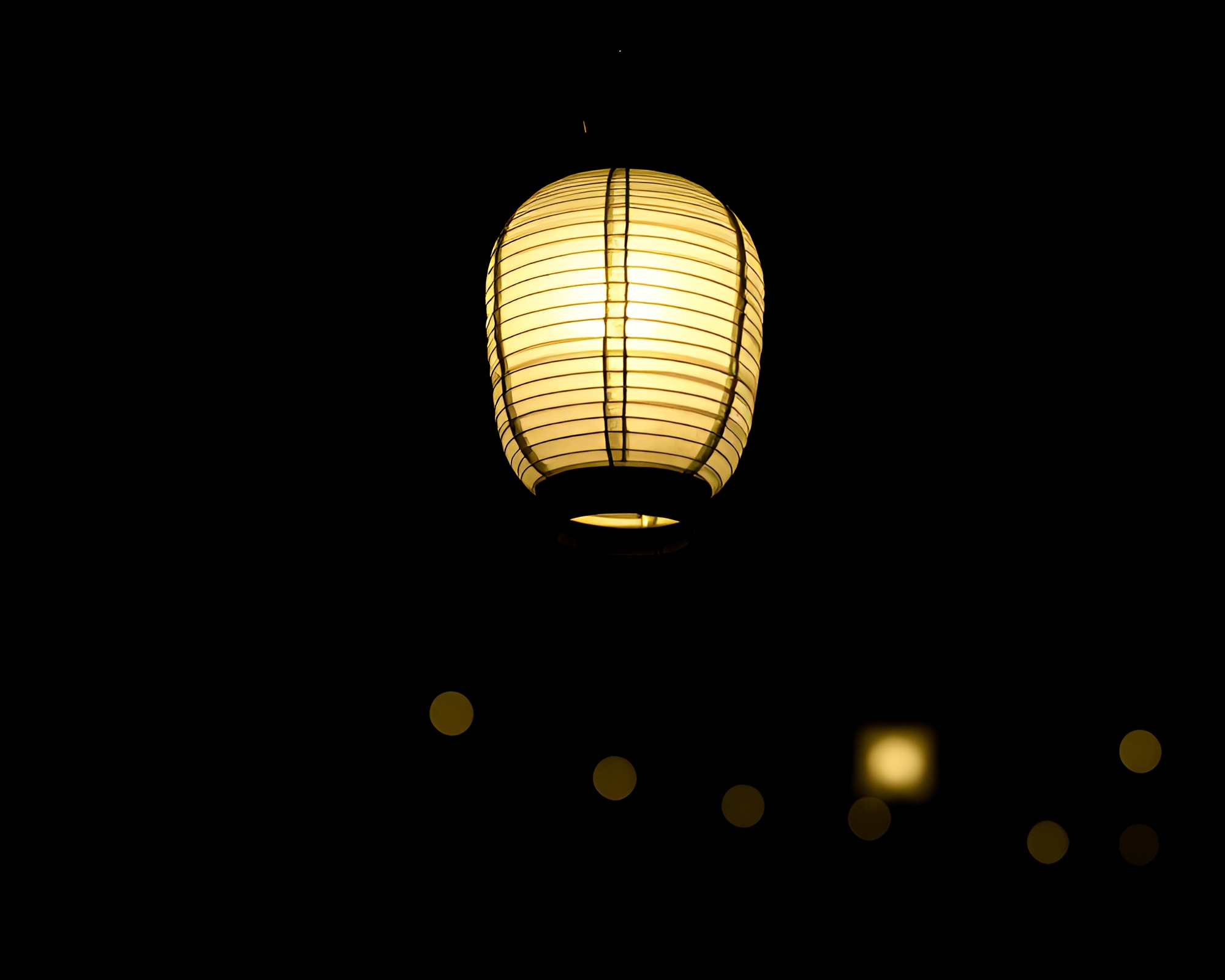 Illuminated Paper Lantern in Olive Drab Spotlight – free AI stock image
