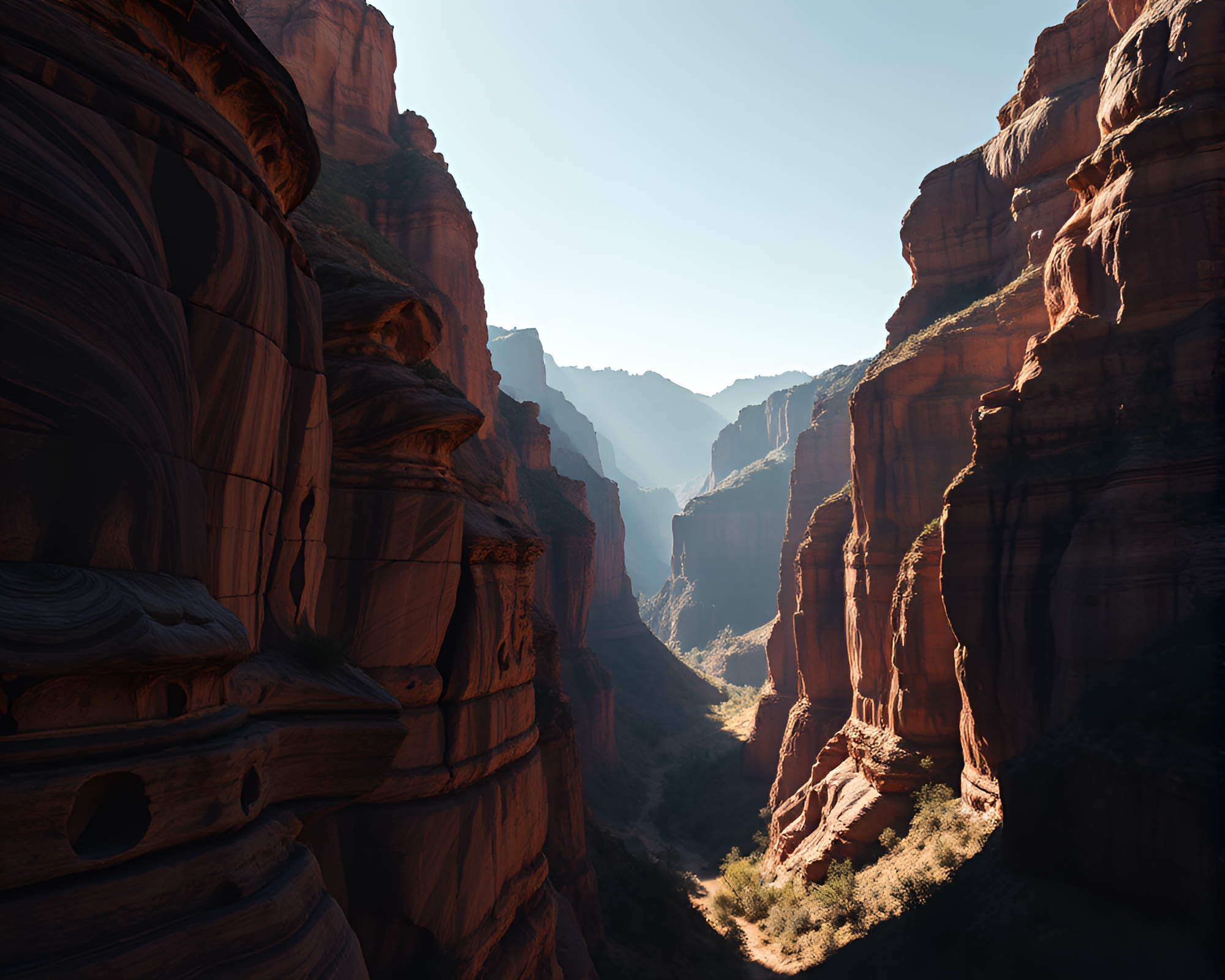 Telephoto Canyon Ambiance: Shaded Strokes – free AI stock image