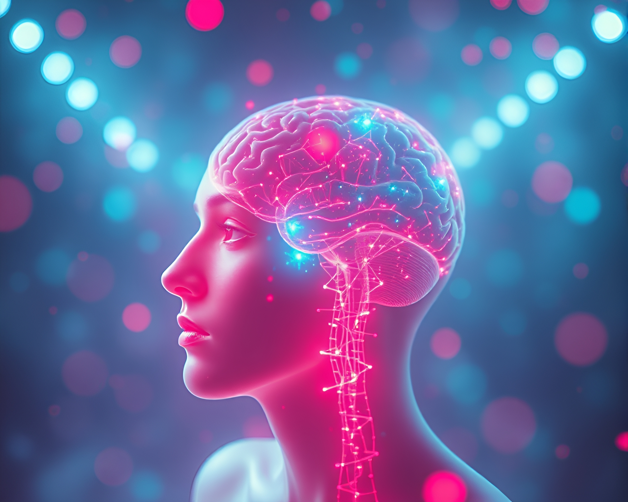 Surrealist AI Brain: Dreamy Light Leaks – free AI stock image
