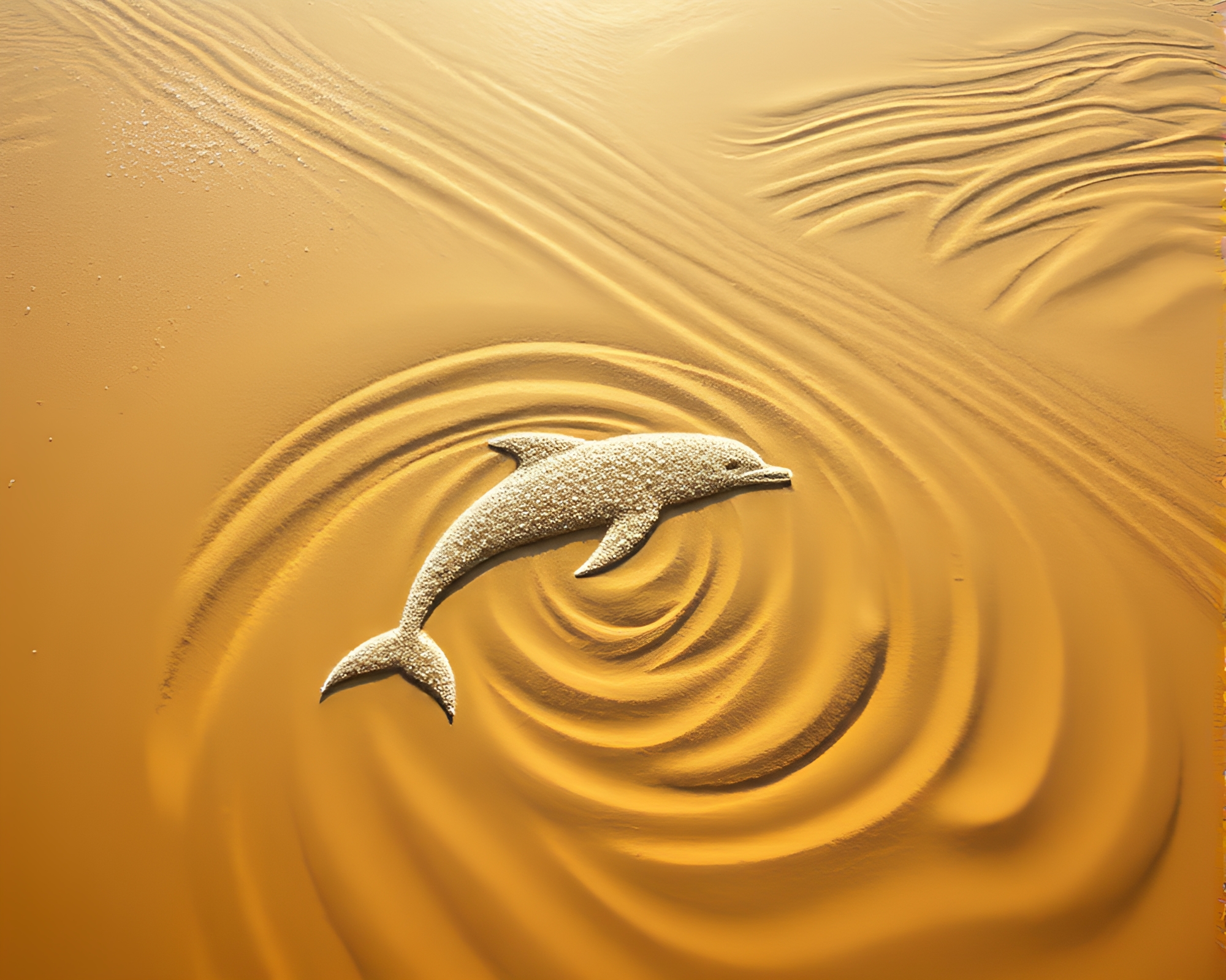 Amazon River Dolphin in Snow-Kissed Sand Swirl Landscape – free AI stock image