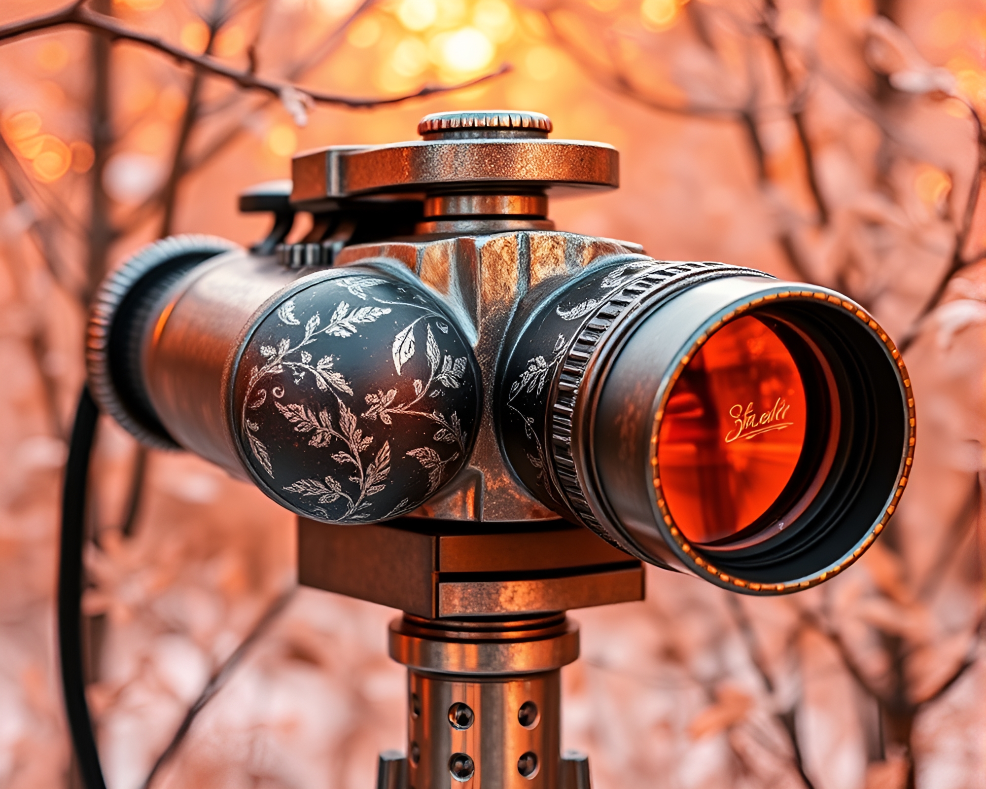 Elegant Binoculars with Silver Leaf Accents – free AI stock image