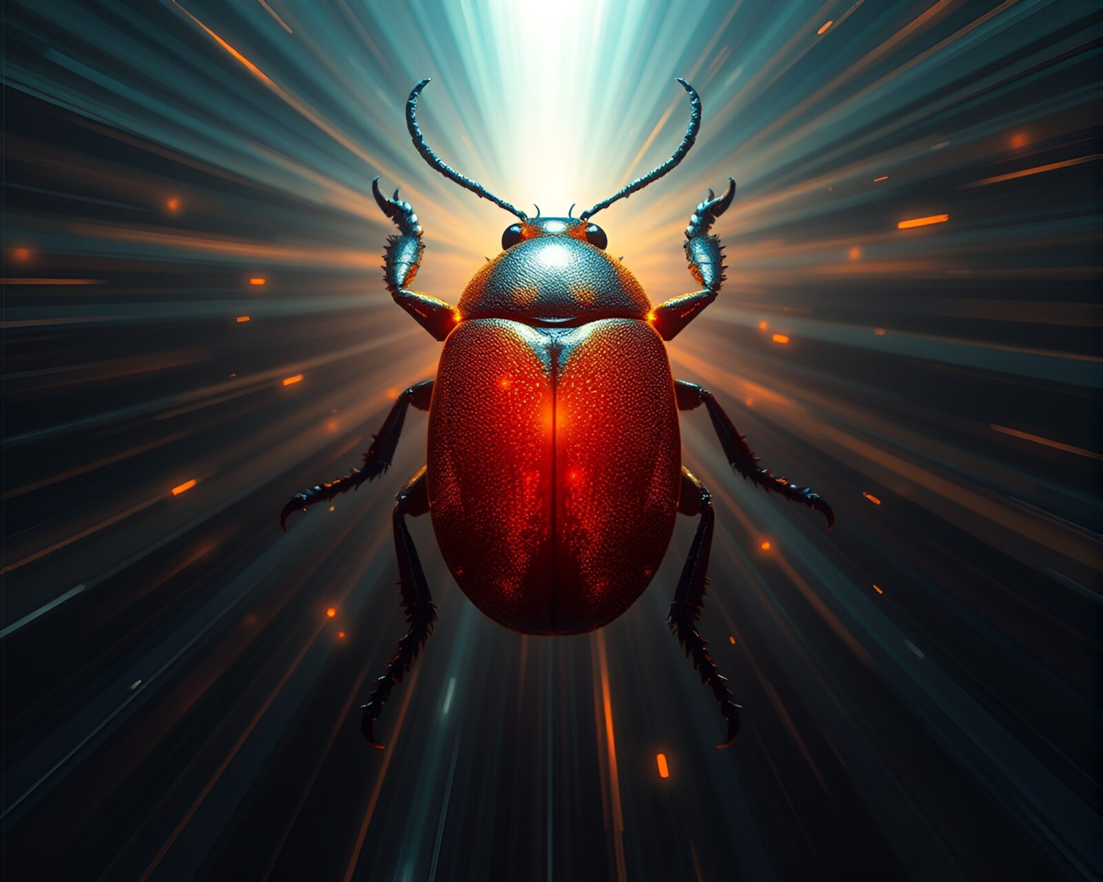 Fantastical image of algorithmic art with beetle themes