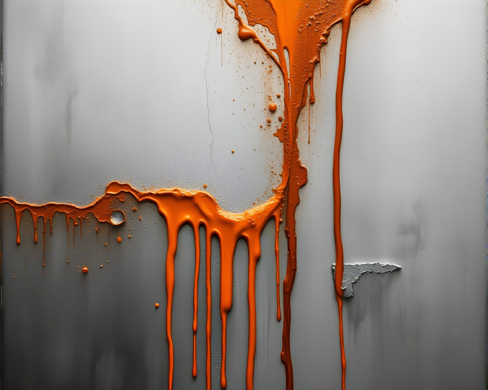 Abstract image with paint drips in warm burnt orange hues