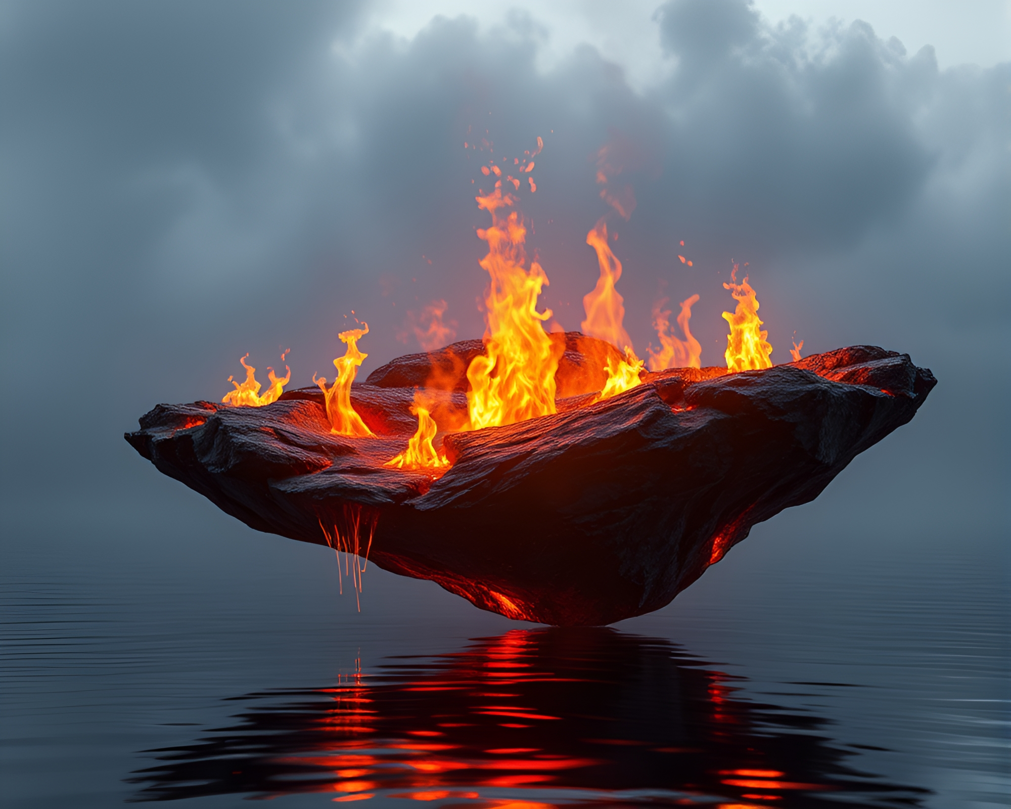Floating Ember Island: Data Visualization Art – free AI stock image