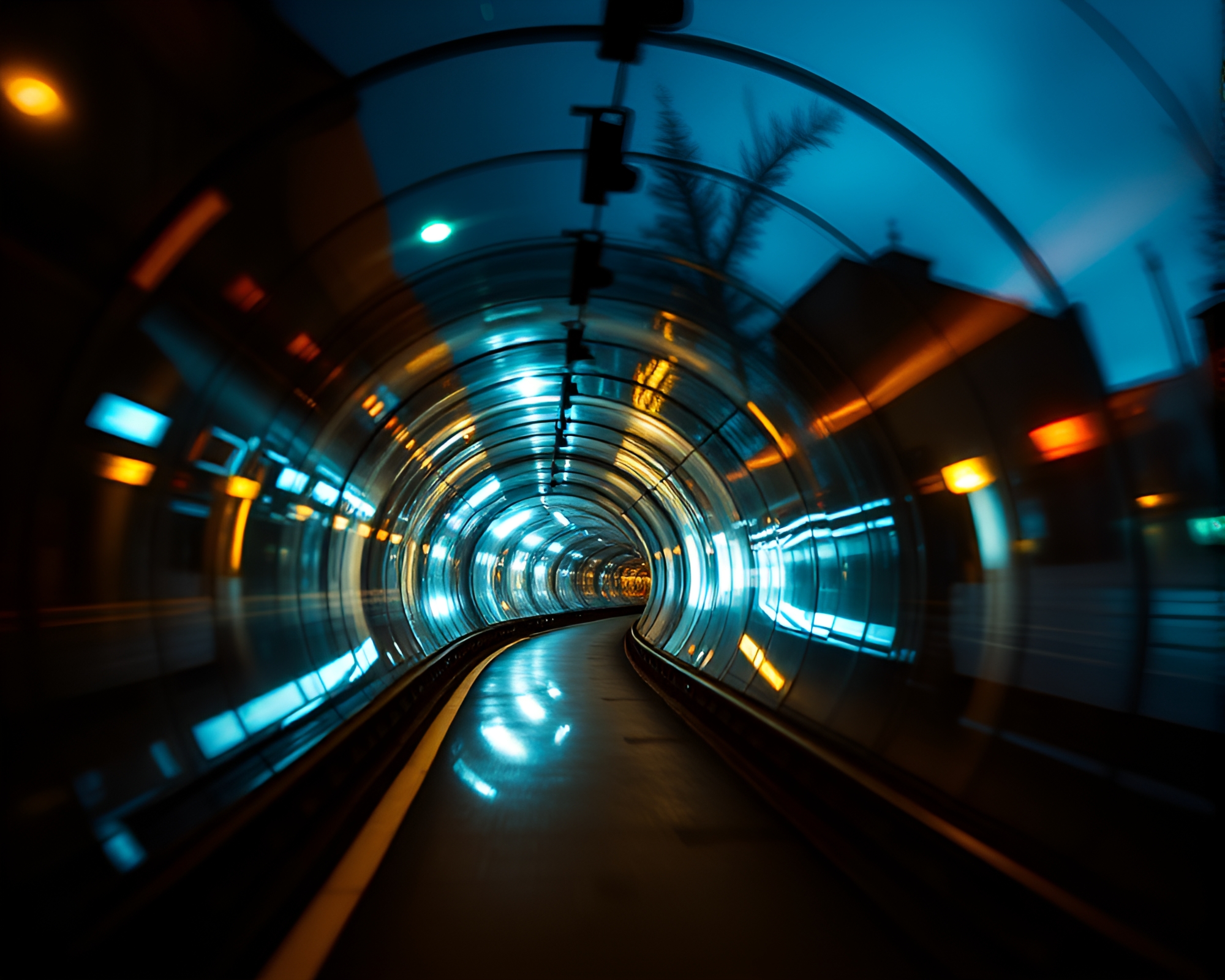 Glass Tunnel Collage Experience – free AI stock image