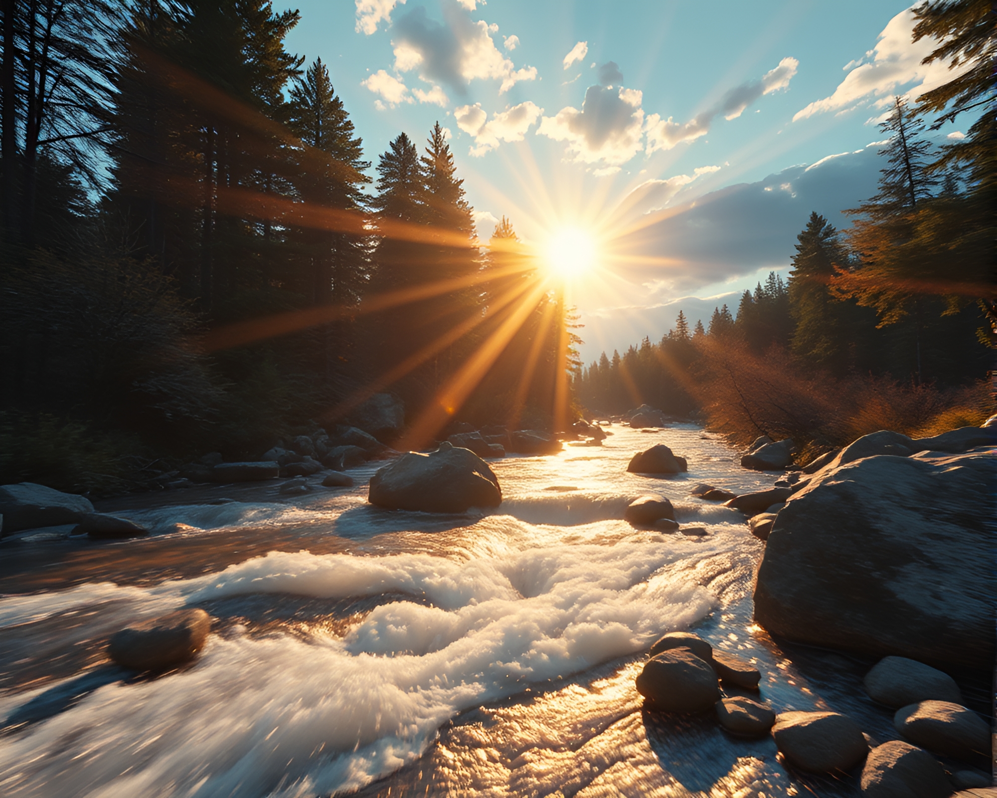 Savage River Zoom Burst in Retro Real-Time Ray Tracing – free AI stock image