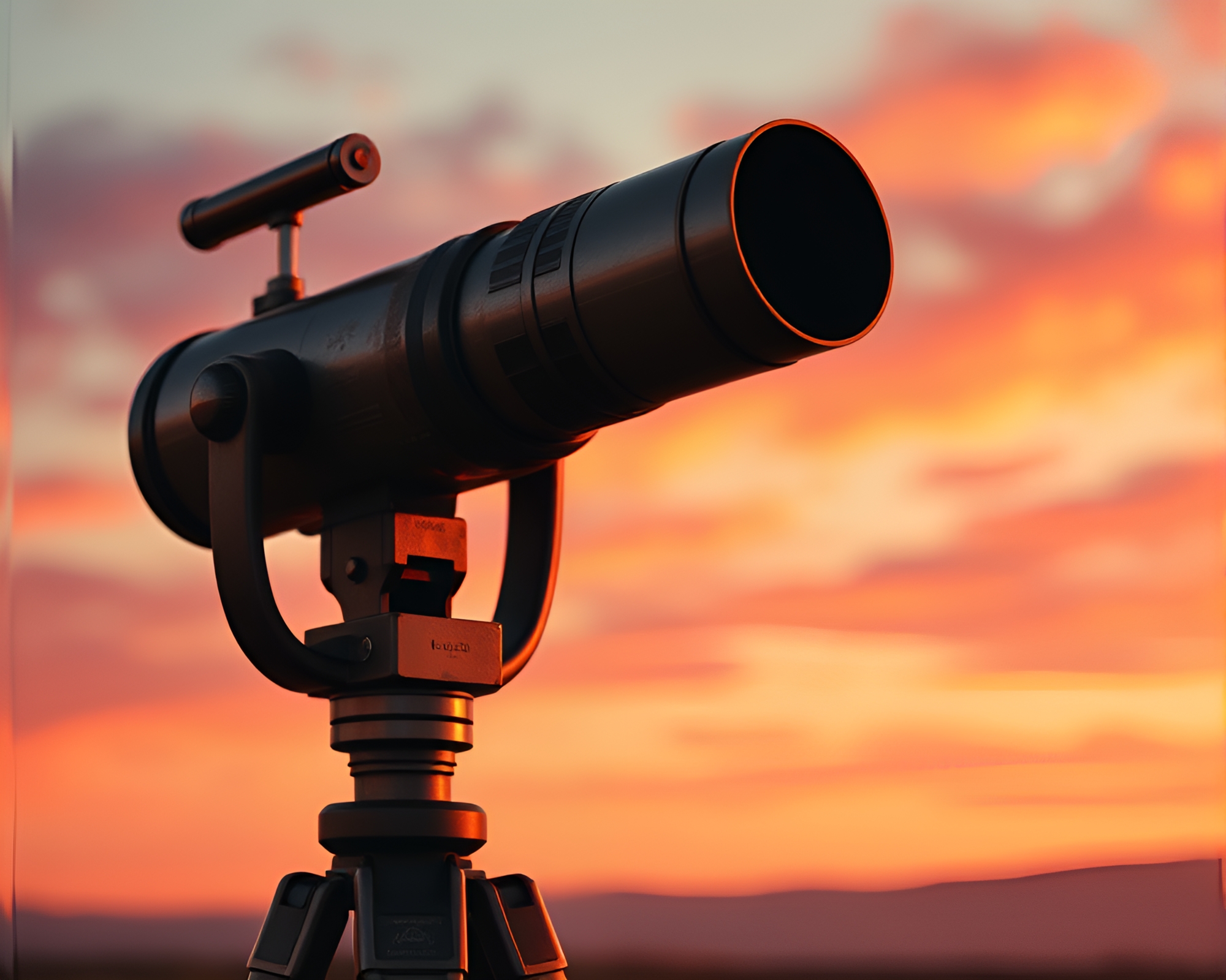 Vintage telescope at warm pixelated sunset – free AI stock image