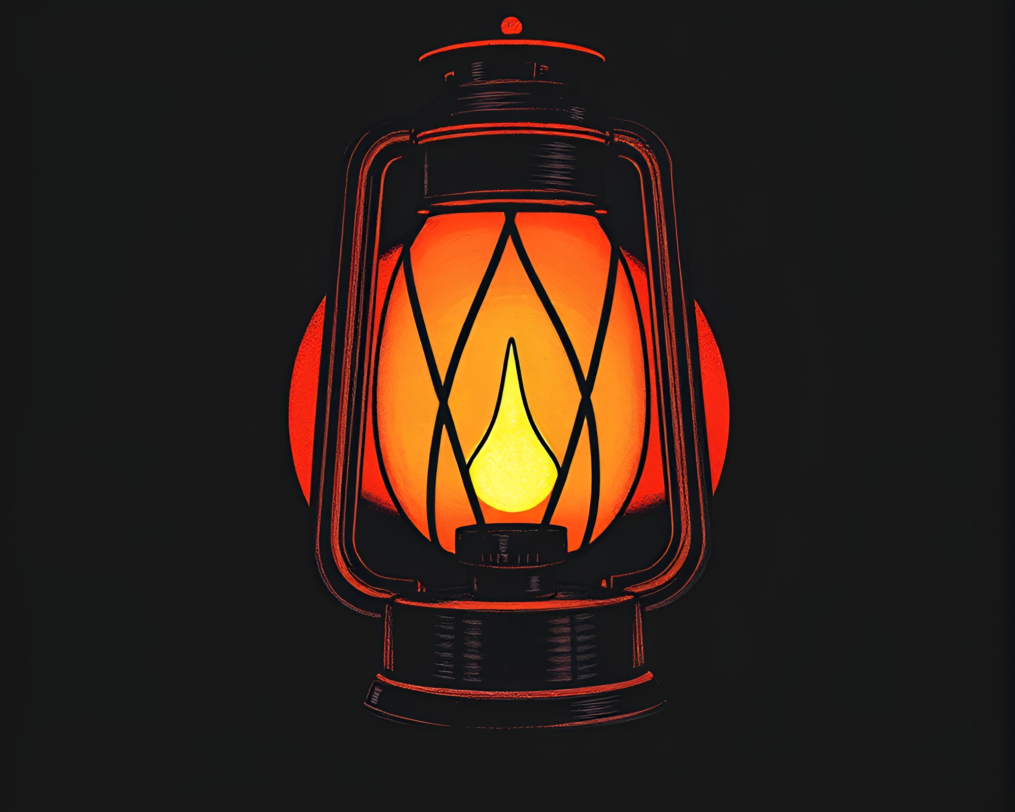 Enchanting Sunset Glow with Oil Lantern in Chalkboard Art – free AI stock image