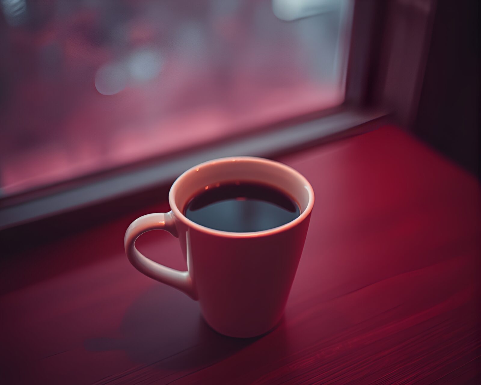 Medium shot of a coffee cup in underexposed mood