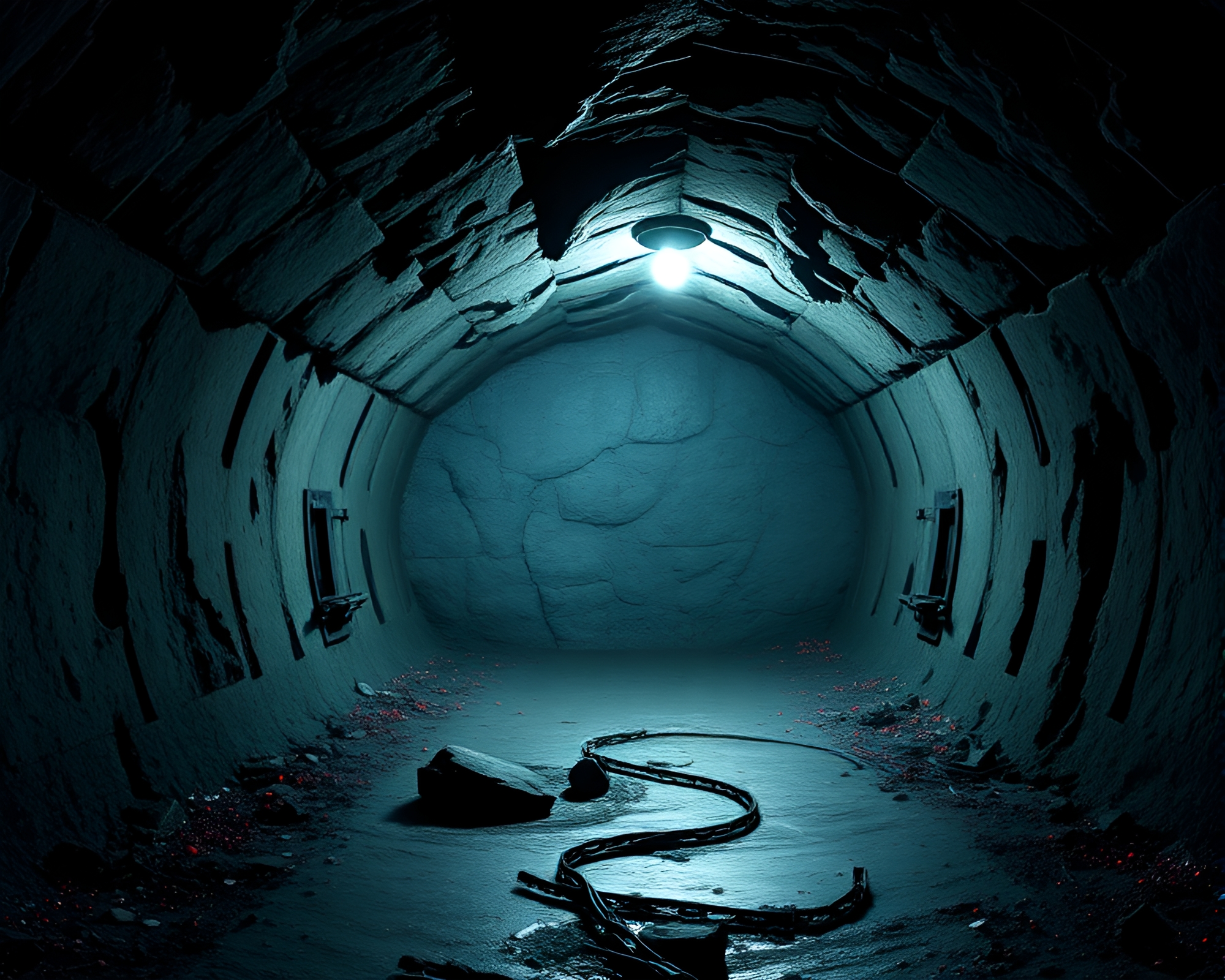 Gritty Underground Bunker with Acrylic Spatters – free AI stock image
