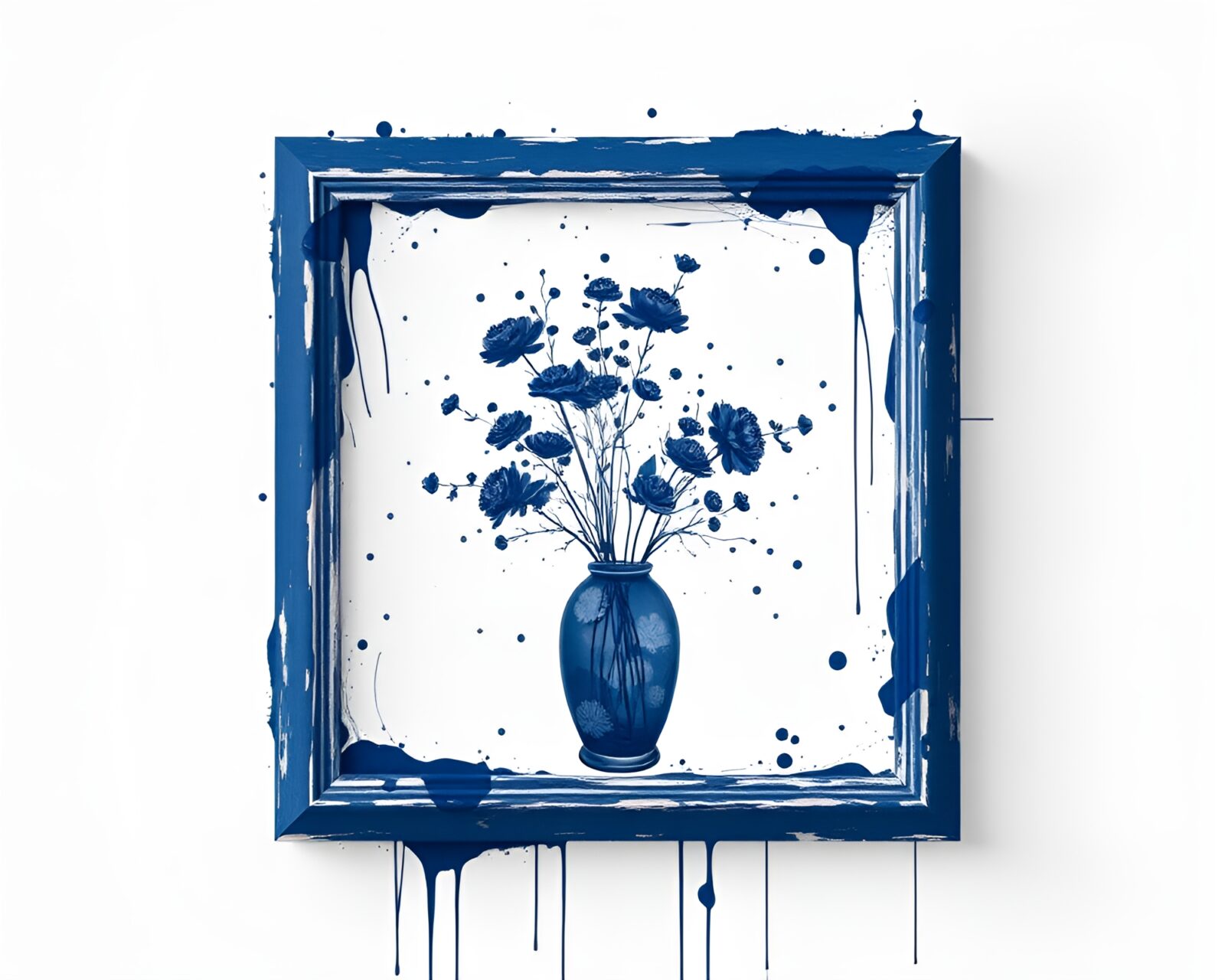 Mysterious indigo-lit room featuring vase within a vase art