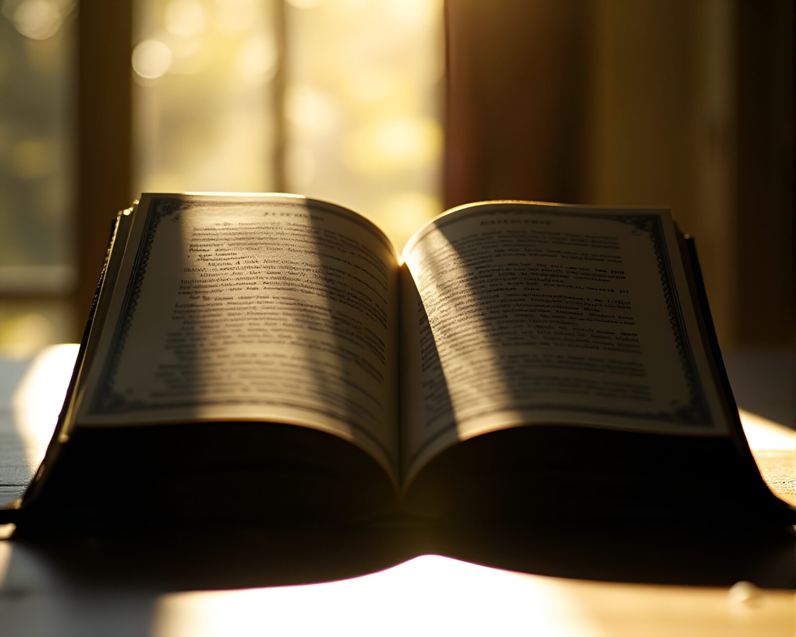 Backlit silhouette of an ancient enchanted book