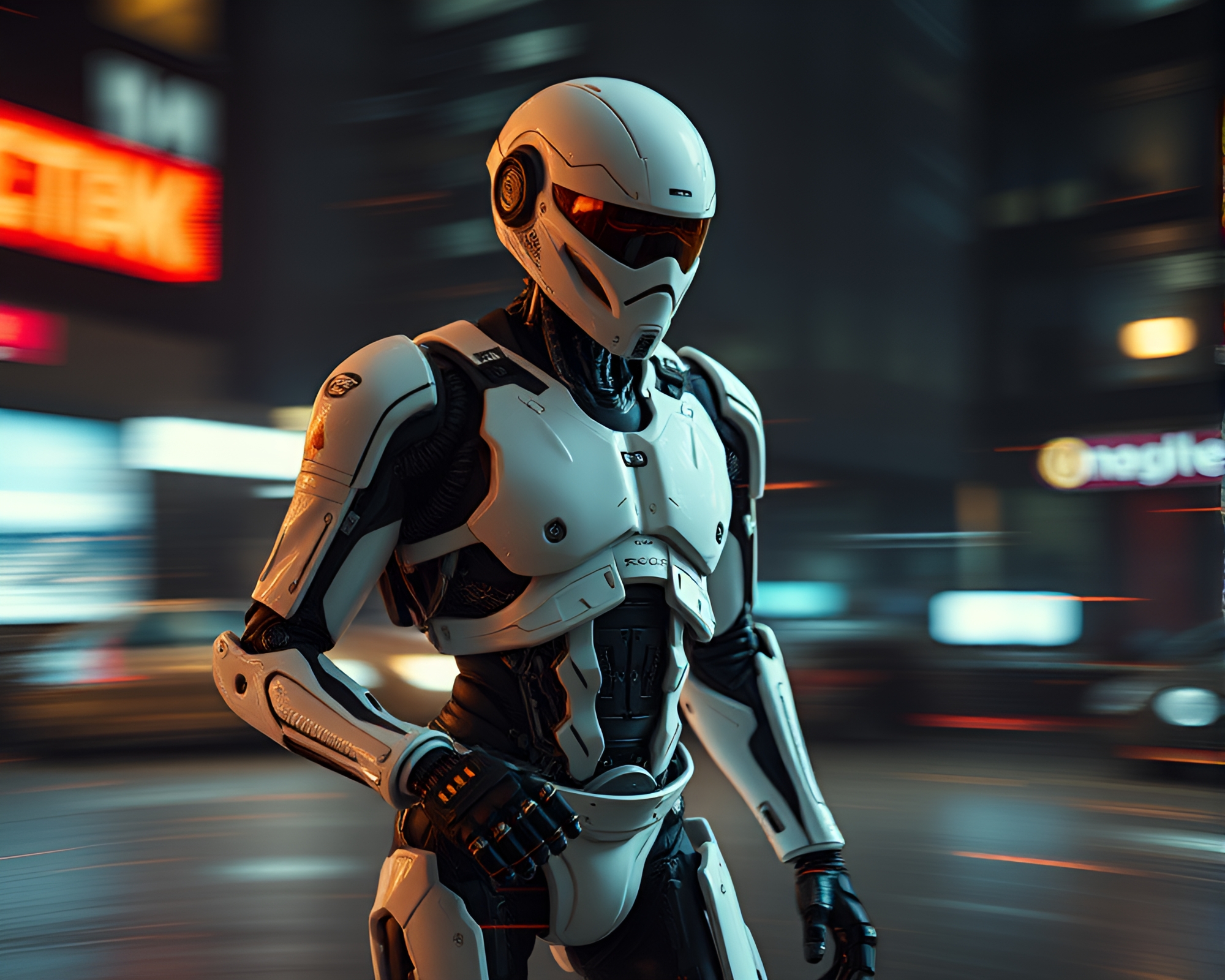 Futuristic Exoskeleton Suit in Motion Blur Art – free AI stock image