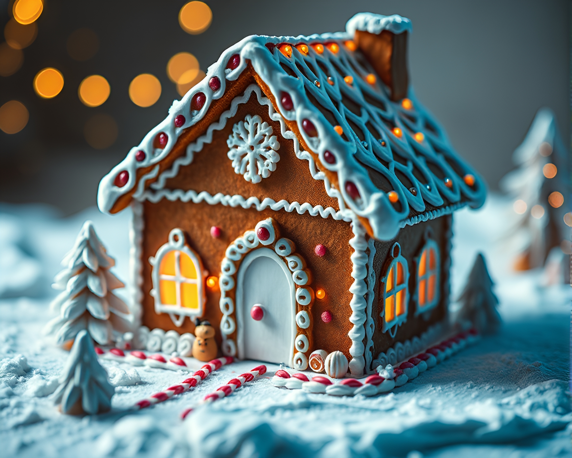 Hyper-Realistic Gingerbread House with Paper Tear Compositions – free AI stock image