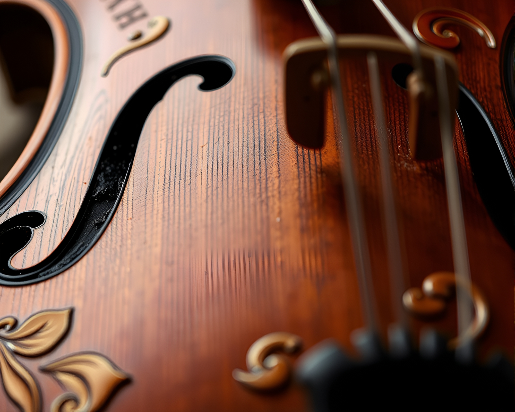 Maximalist Cello Sonata with Engraved Film Grain Details – free AI stock image