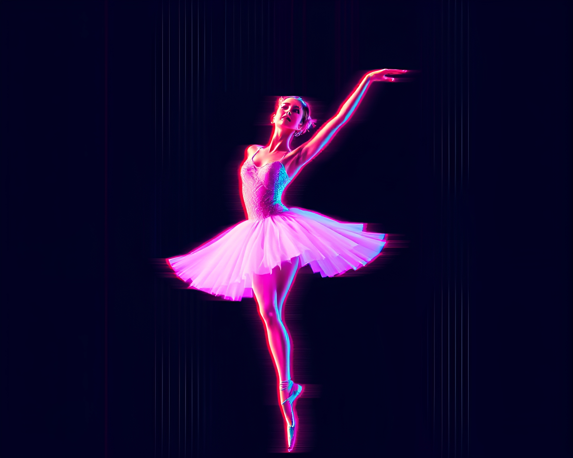 Glitched Vector Ballet Dancer in Hyper-Saturation – free AI stock image