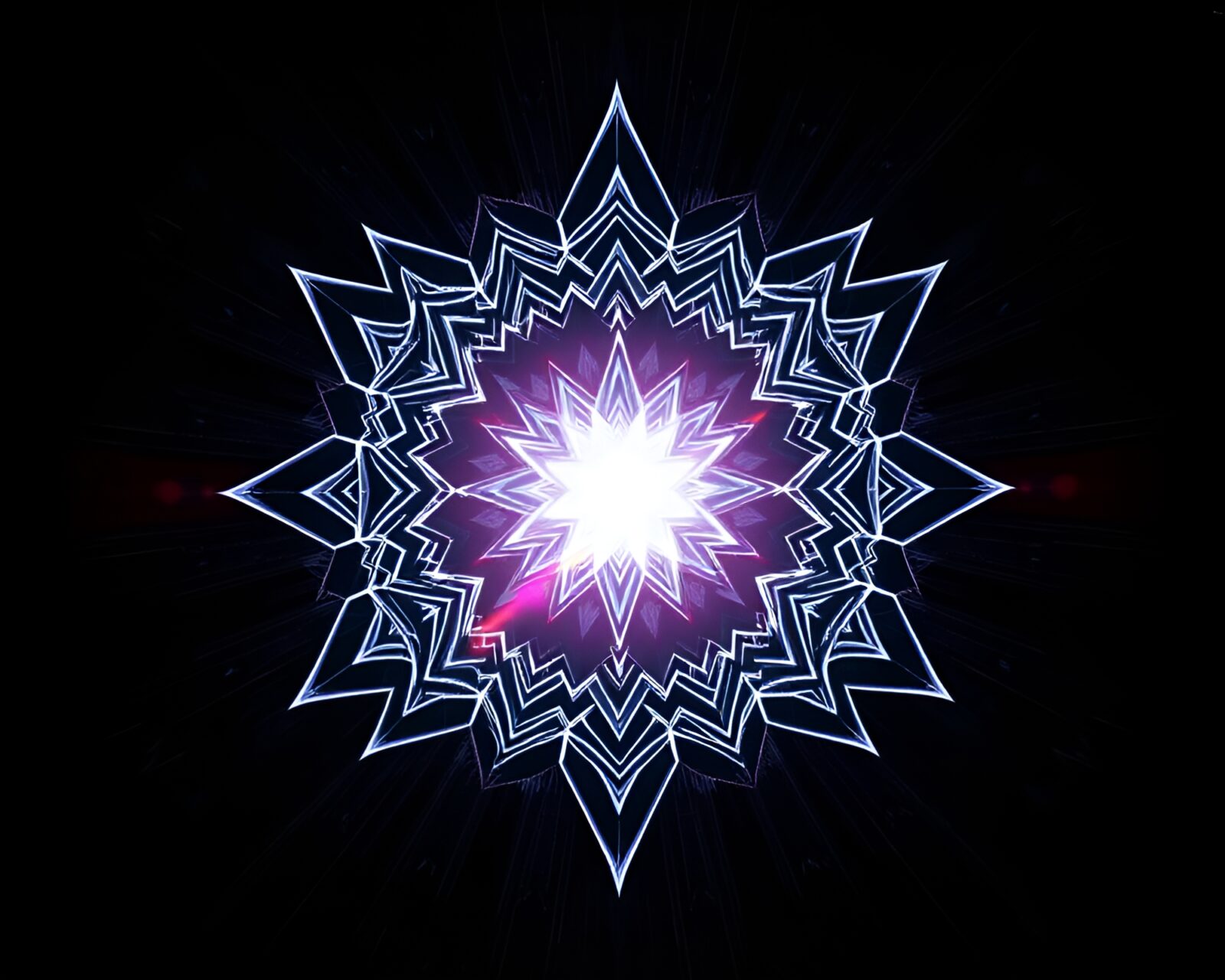 Sacred geometric shapes glowing with pixelated light