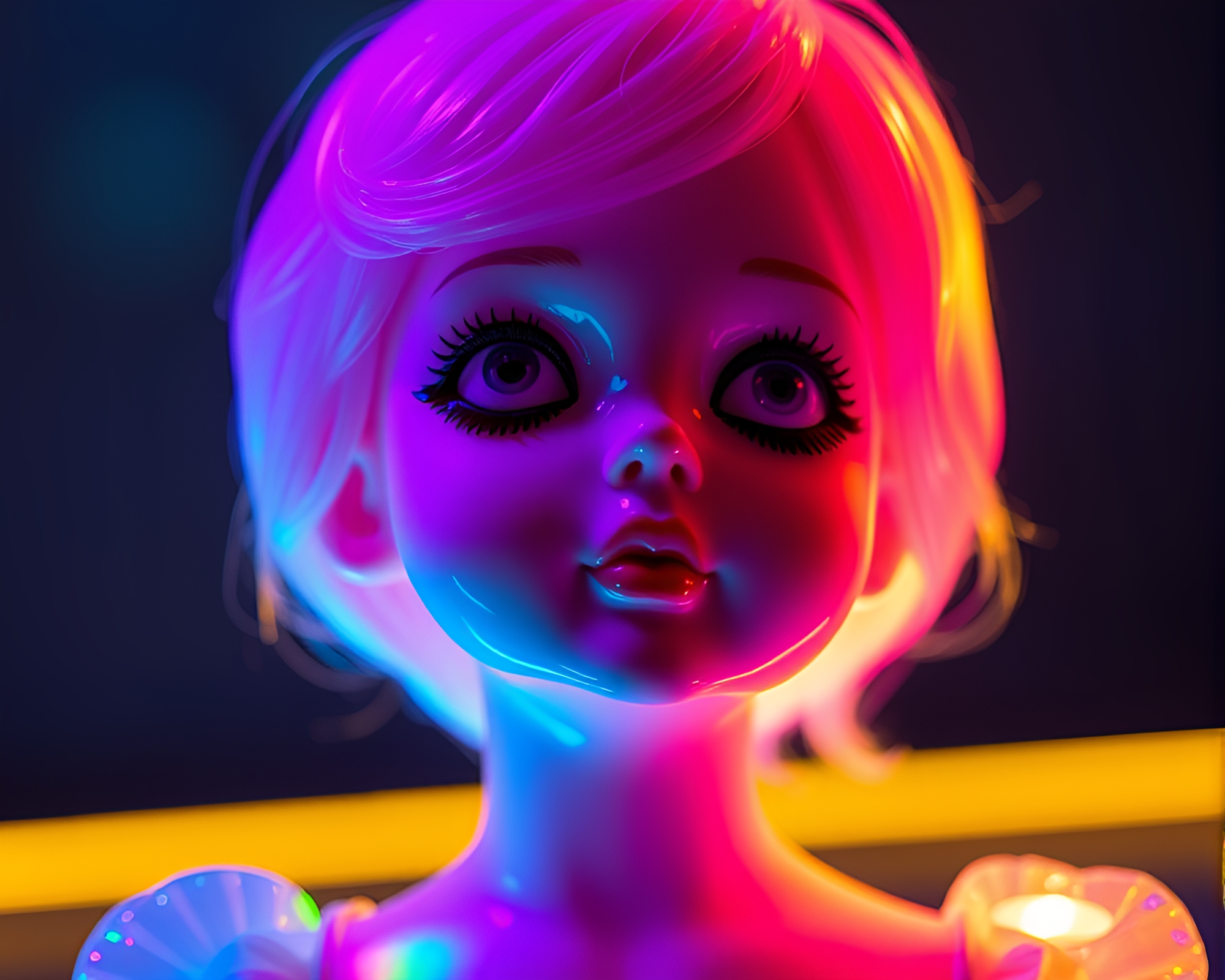 Neon Porcelain Prism Refraction Artwork – free AI stock image