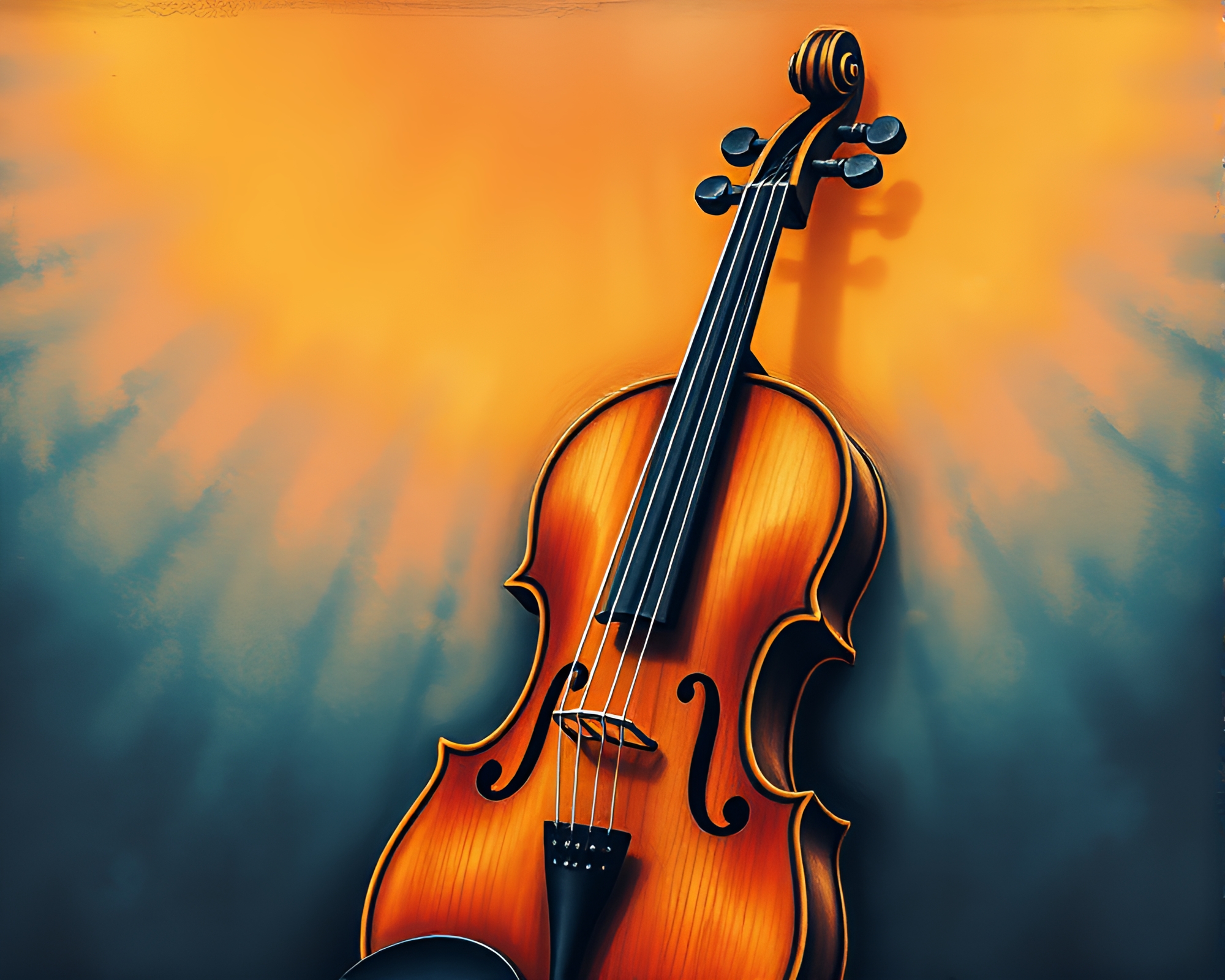 Fractal wooden violin in pastel gradient hues – free AI stock image
