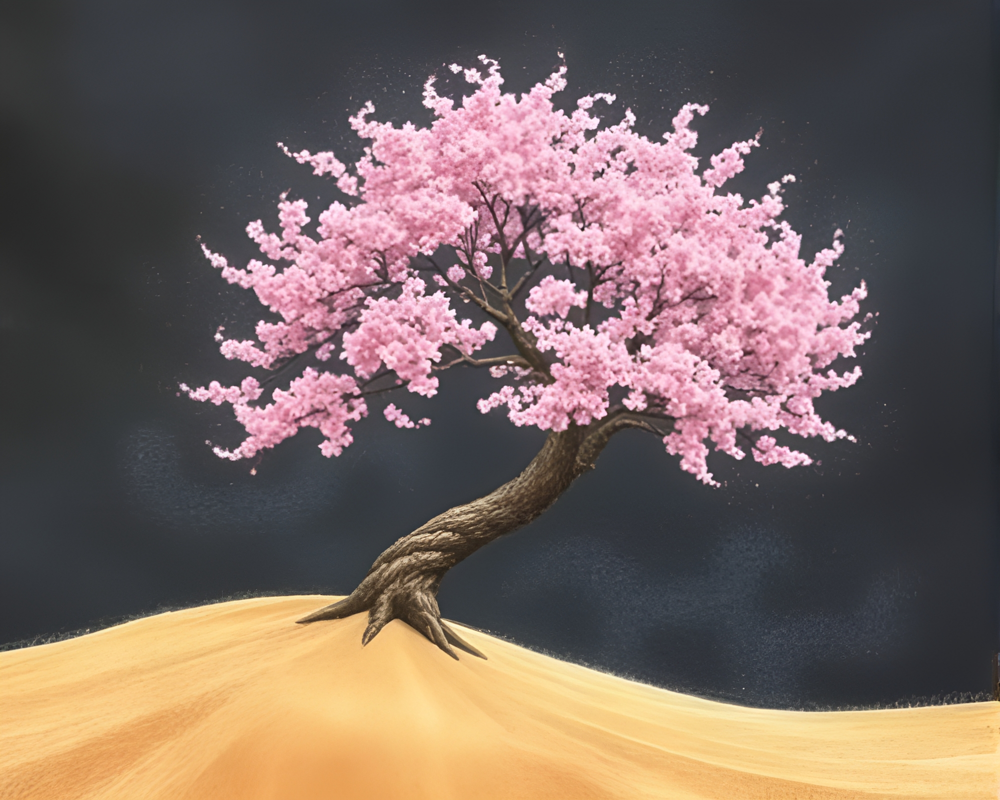 Cherry Blossom Vortex Twist in Chalk Art Desert – free AI stock image