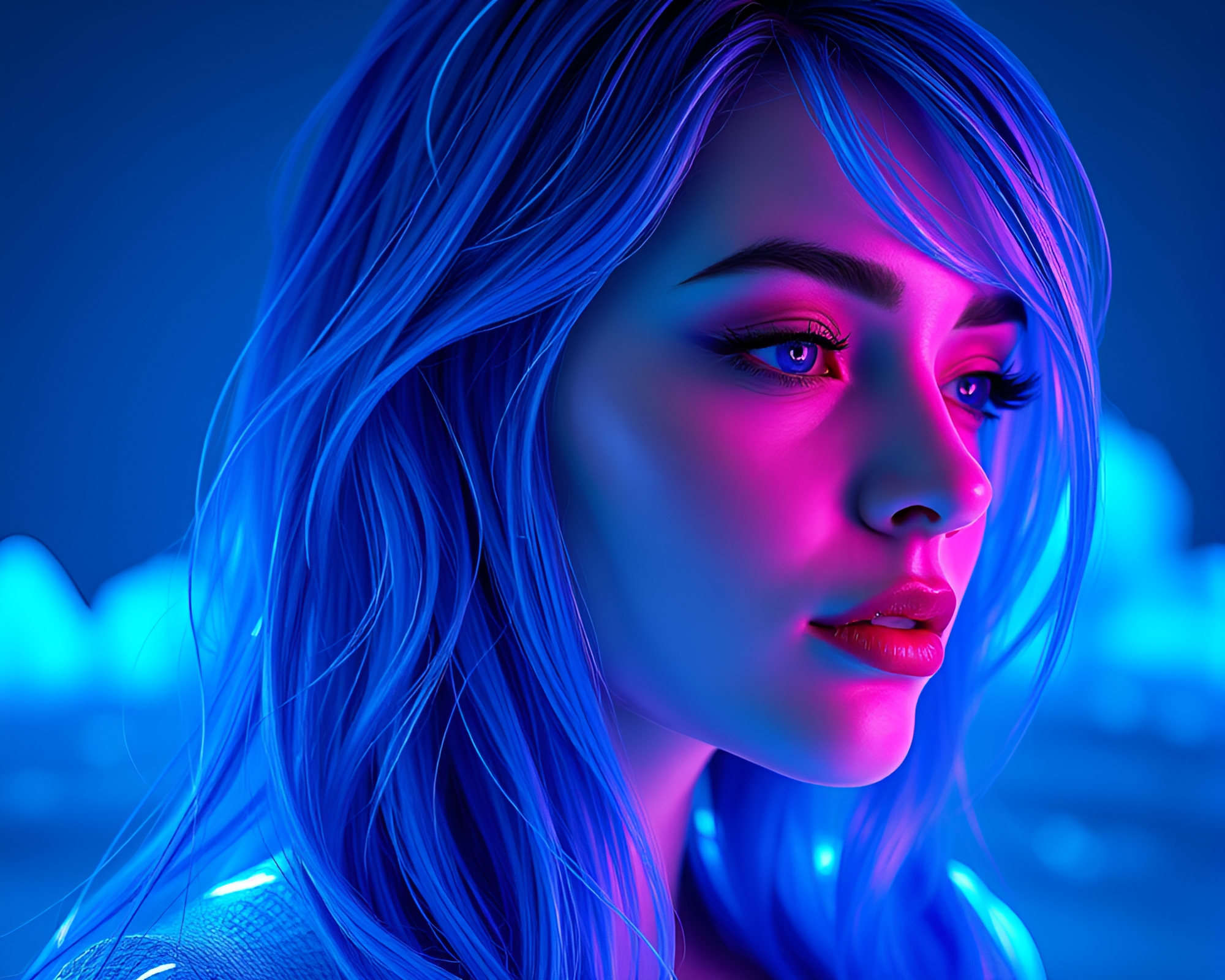 Neon Wireframe Arctic Iceberg with Cobalt Accents – free AI stock image