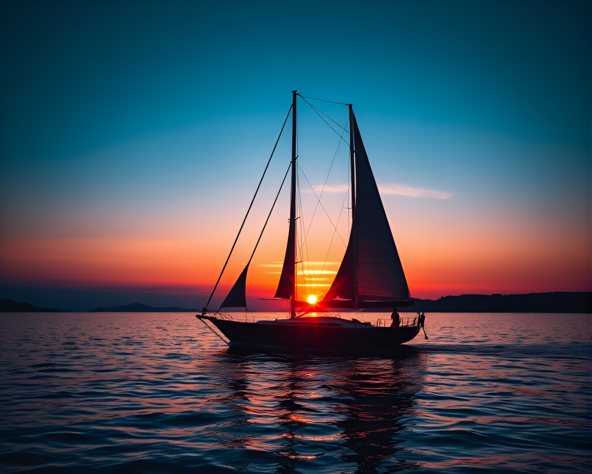 Twilight Solar Sailboat Engraved Details Chiaroscuro Composition – free AI stock image