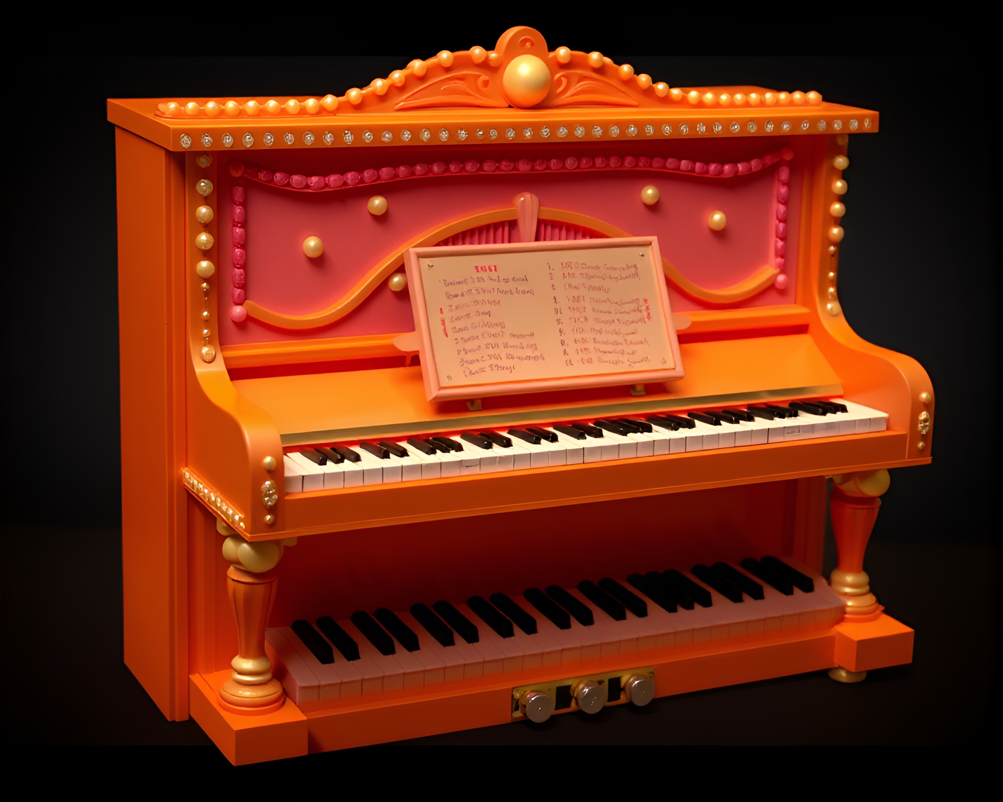 Piano Key Beadwork in Retro 3D Scan – free AI stock image