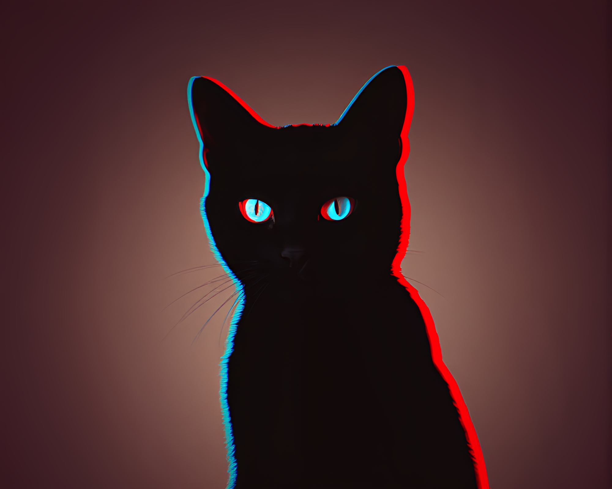 Surreal Schrodinger’s Cat in VHS 3D Silhouette Scene – free AI stock image