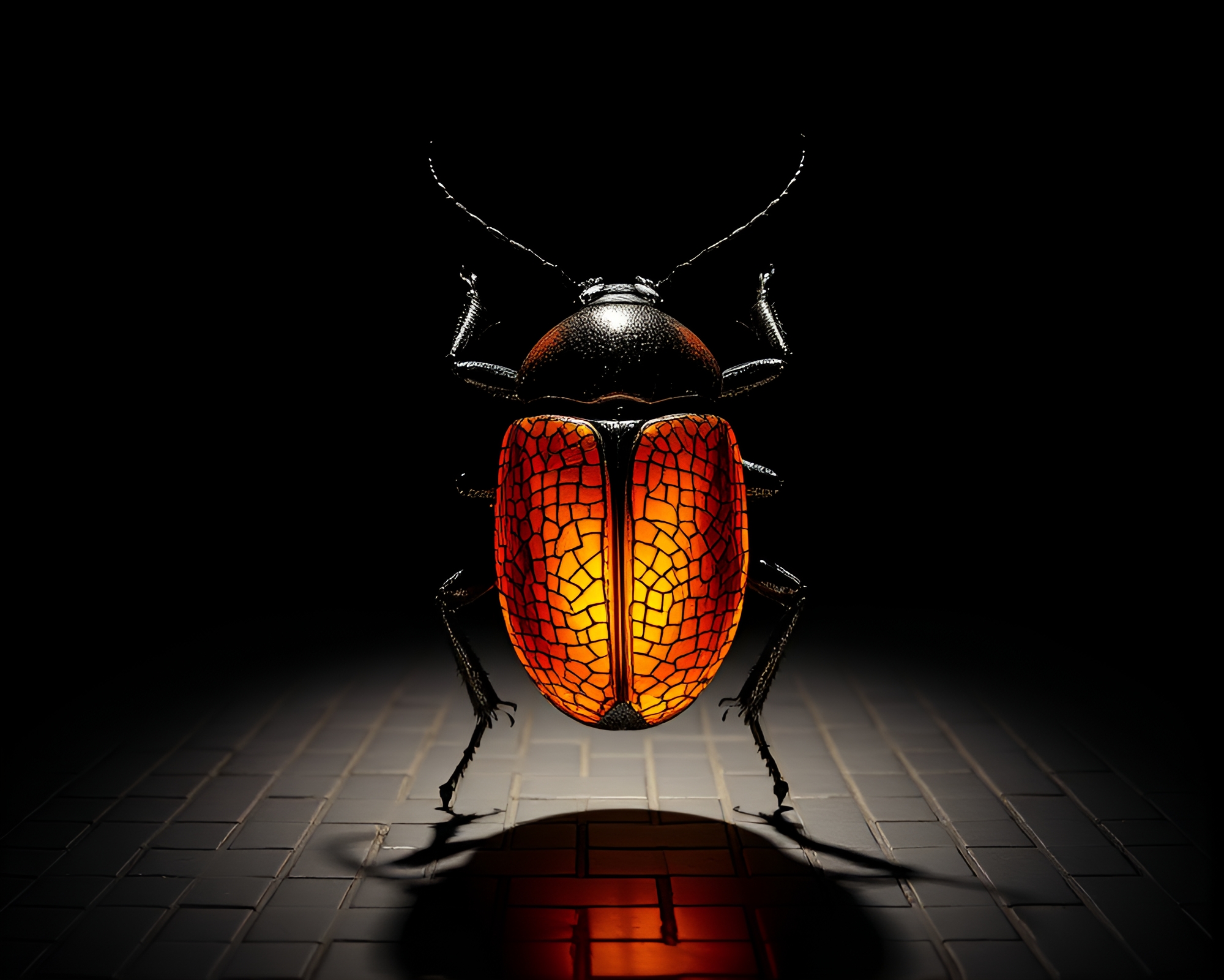 Beetle Mosaic in Chiaroscuro Spotlight – free AI stock image