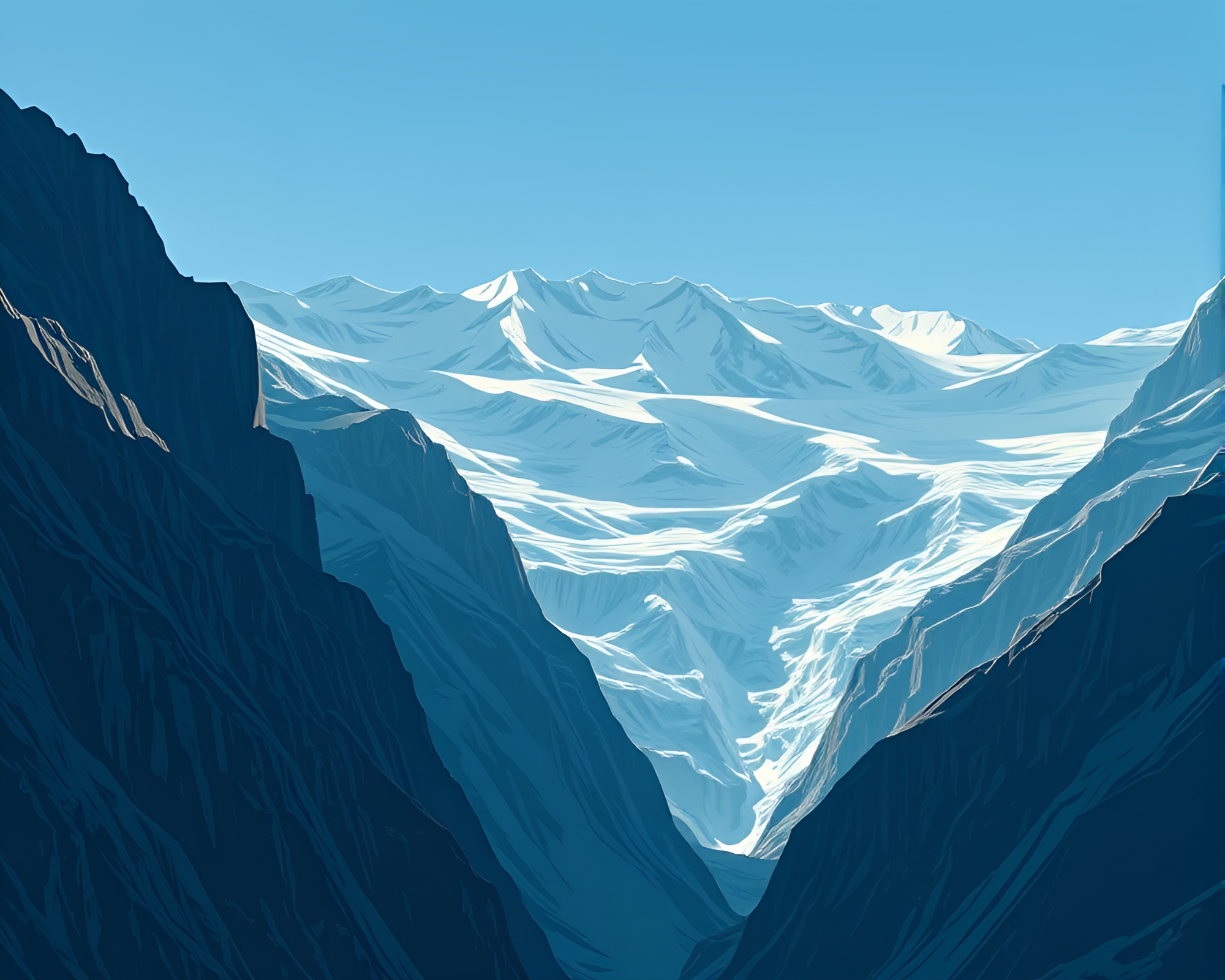 Glacial Double Reflection: Cliffside Shadow – free AI stock image