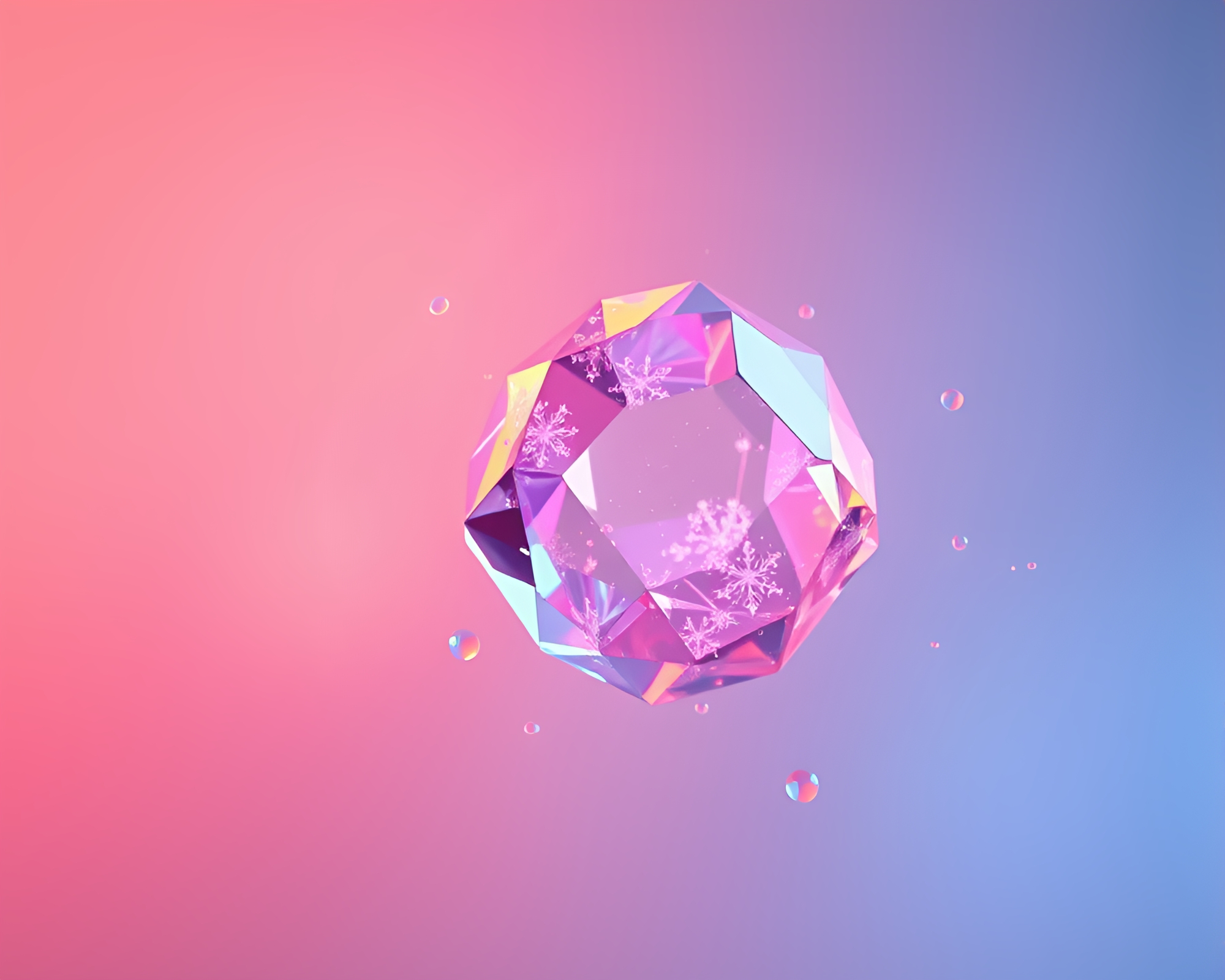 Dynamic Crystal Floating in Hyper-Saturated Simulation – free AI stock image