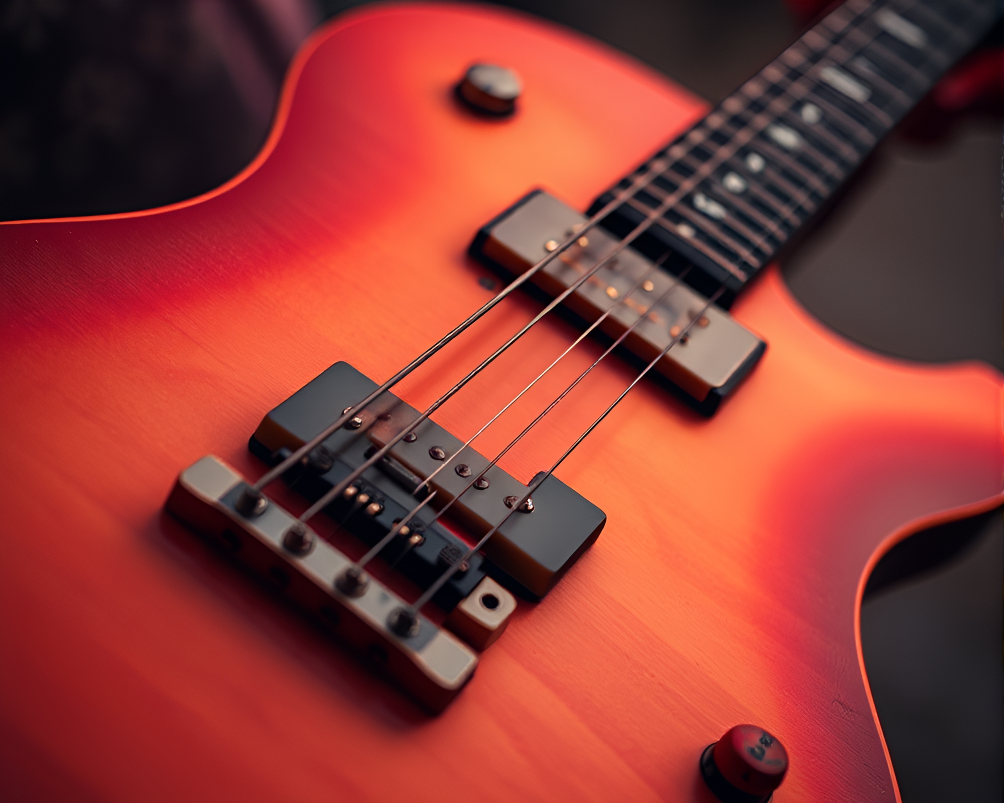 Close-Up Sunset Guitar Strings Array Composition – free AI stock image