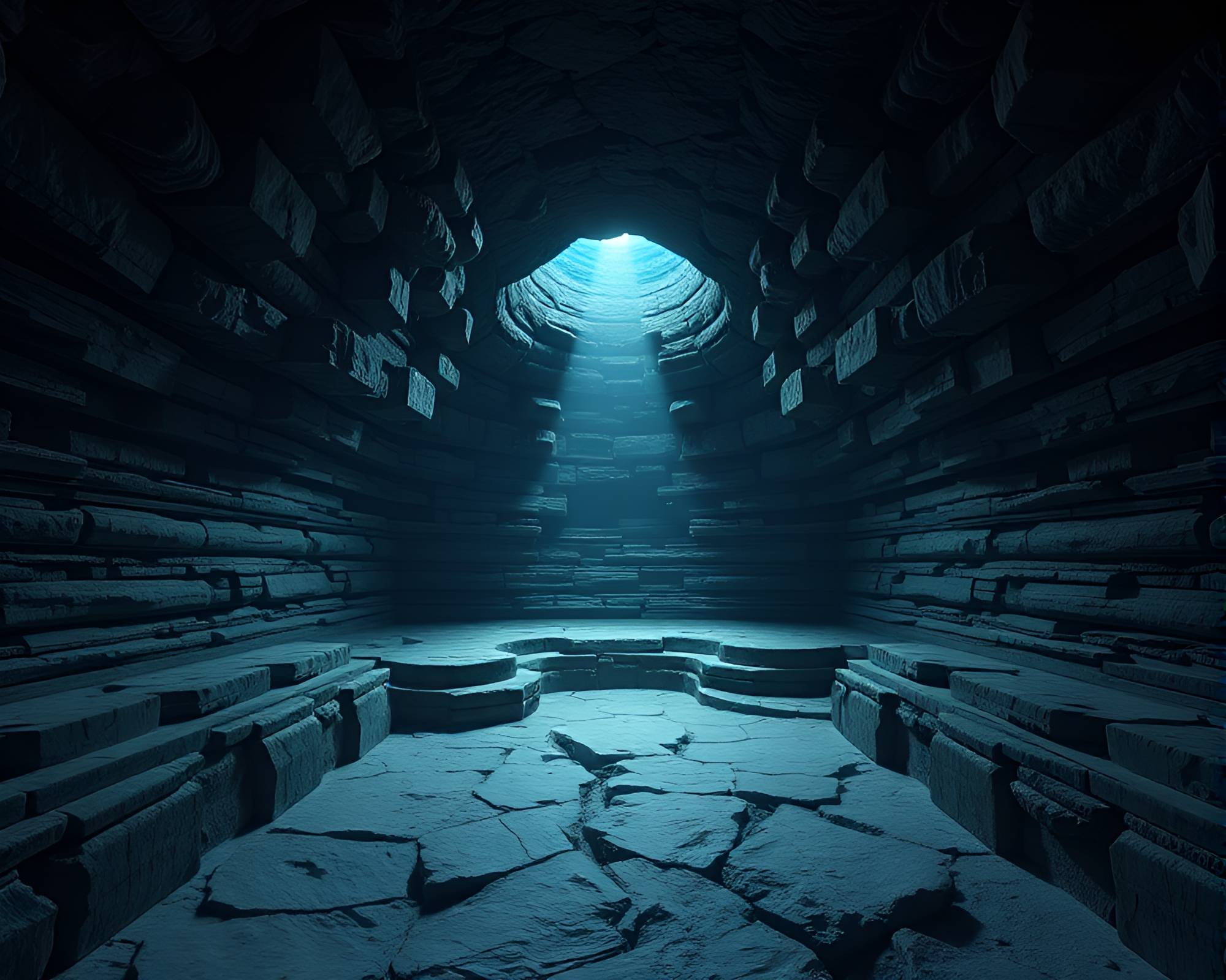 Starlit Underground Bunker with Skeuomorphic Design – free AI stock image