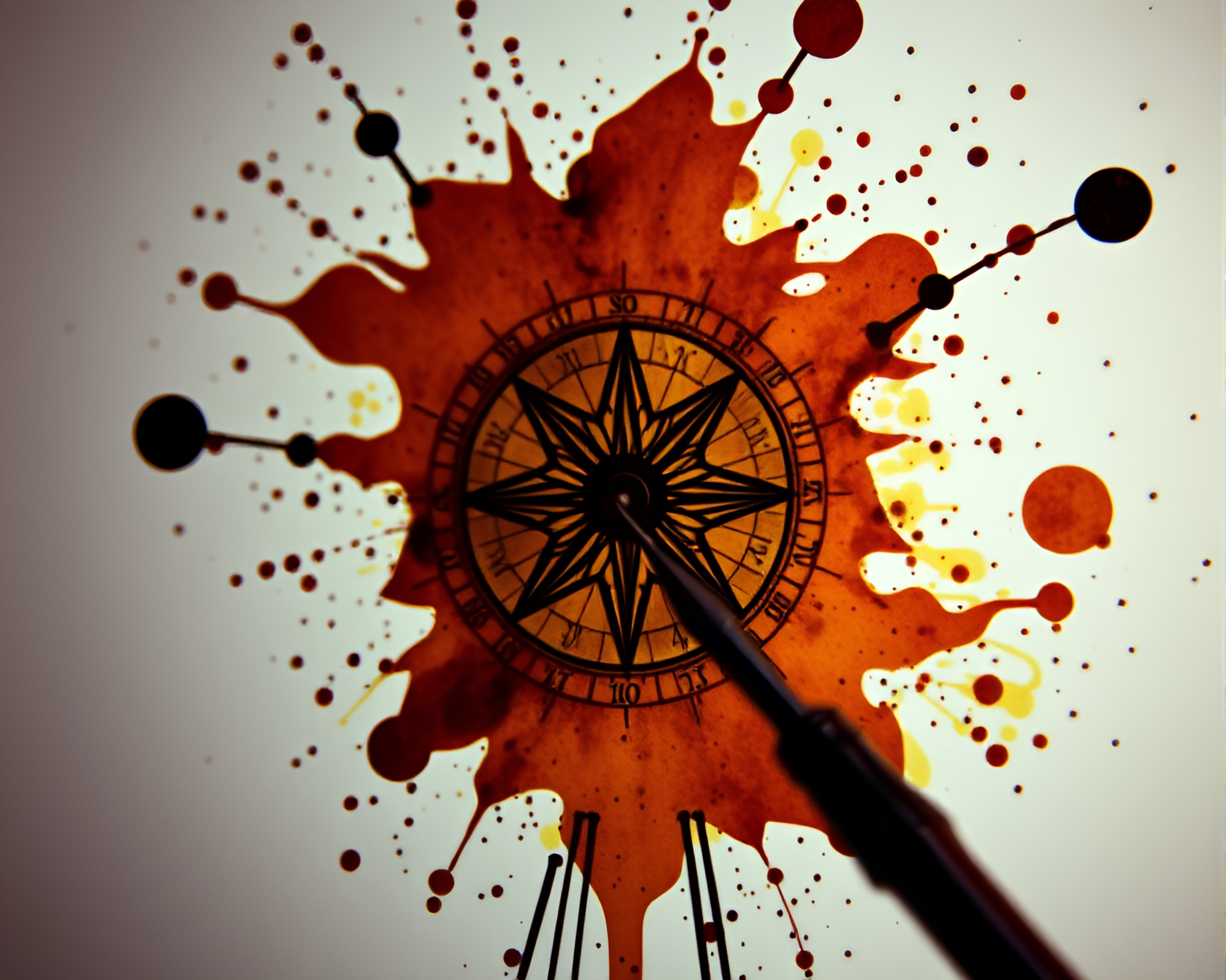 Antique Compass Ink Splashes Stop-Motion Animation – free AI stock image