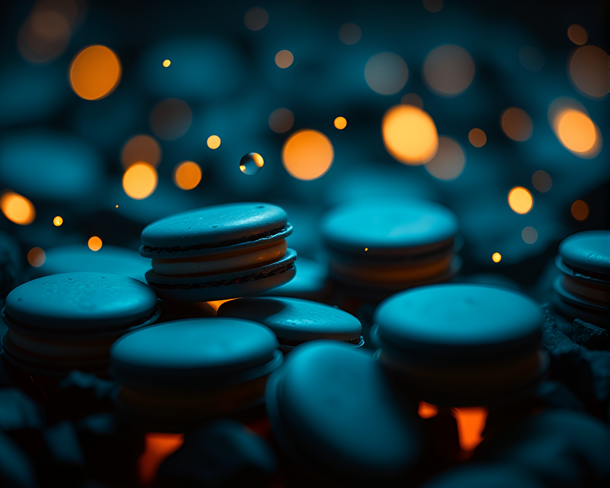 Ethereal Macaron Ember Dance in Monochrome Blue – free AI stock image
