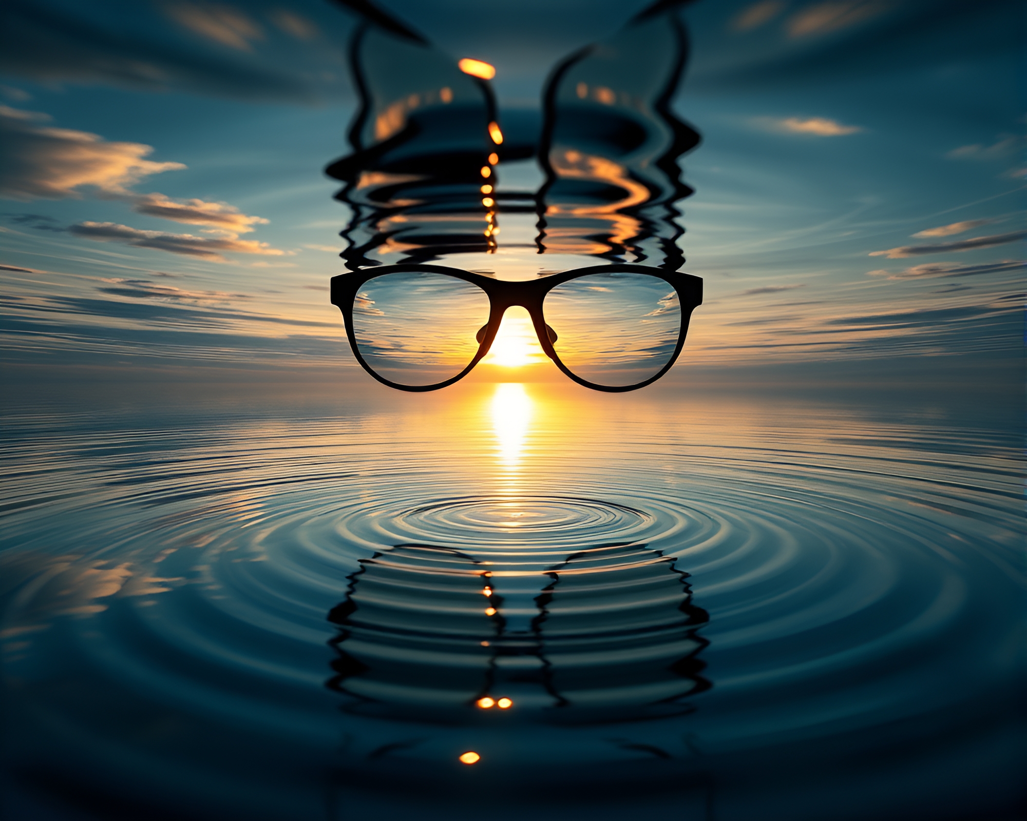 Fractal Augmented Reality Glasses Water Reflection – free AI stock image
