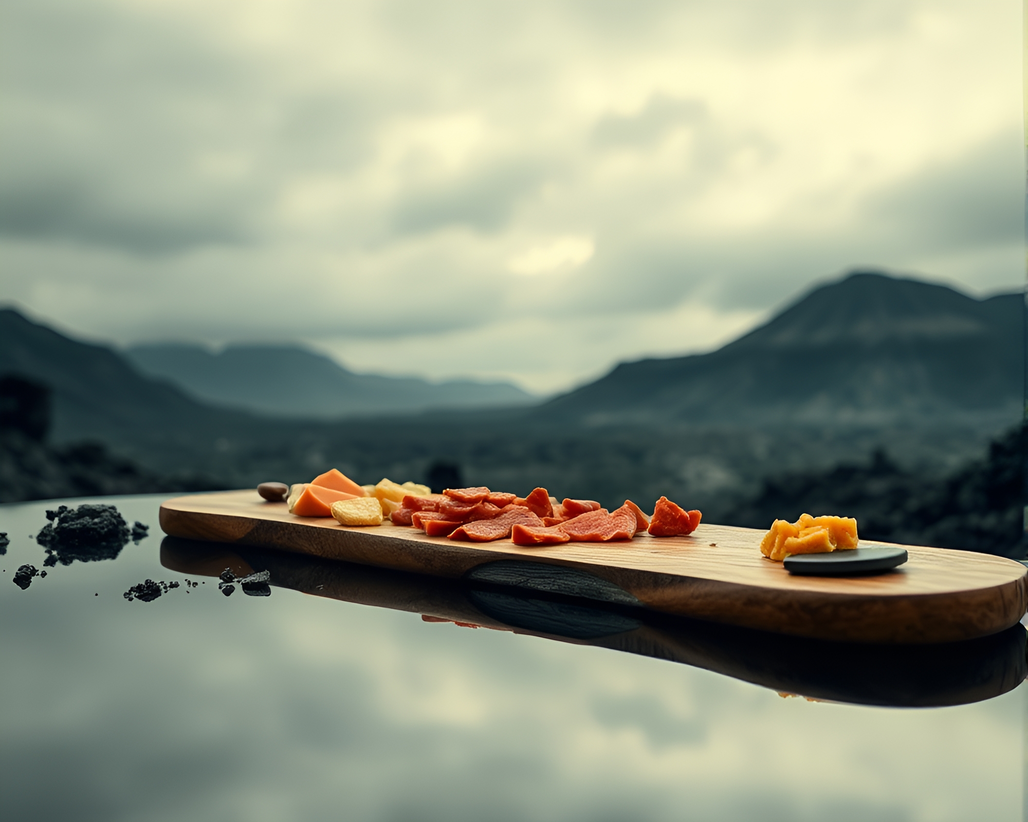 Charcuterie Board Double Reflection in Duochrome – free AI stock image