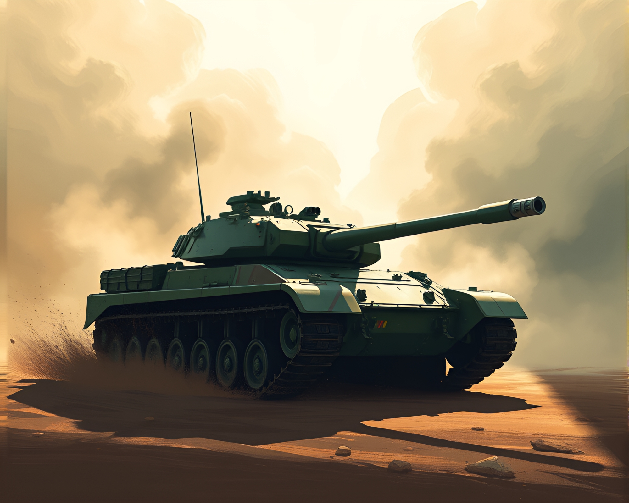 Armored tank in action: Dynamic Illustration – free AI stock image
